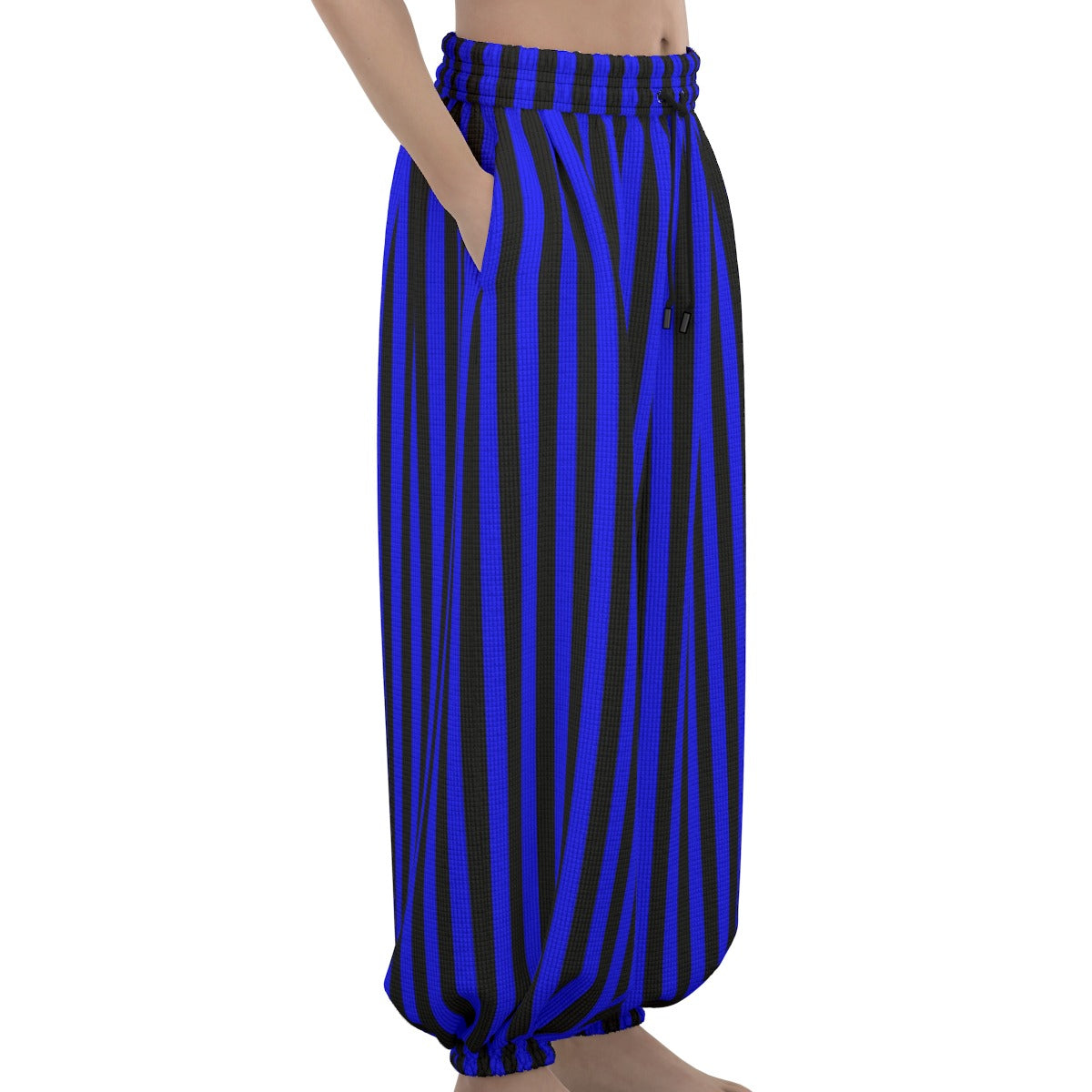 Blue Black Stripe Clown Pants Balloon Pantaloons Clowncore Party Clothes Sleep Lounge Trousers Nonbi