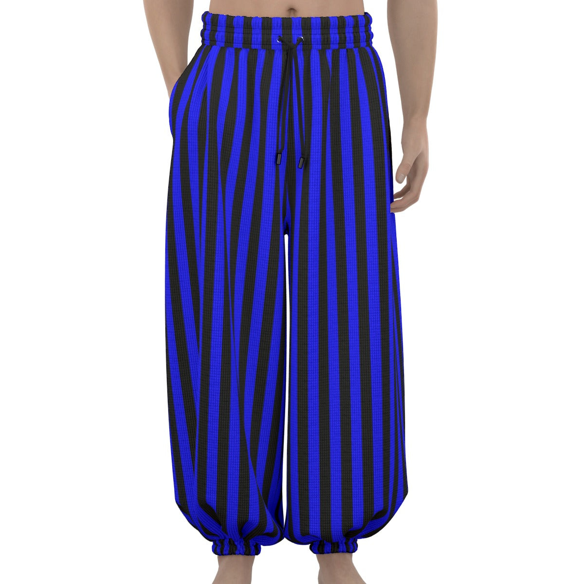 Blue Black Stripe Clown Pants Balloon Pantaloons Clowncore Party Clothes Sleep Lounge Trousers Nonbi