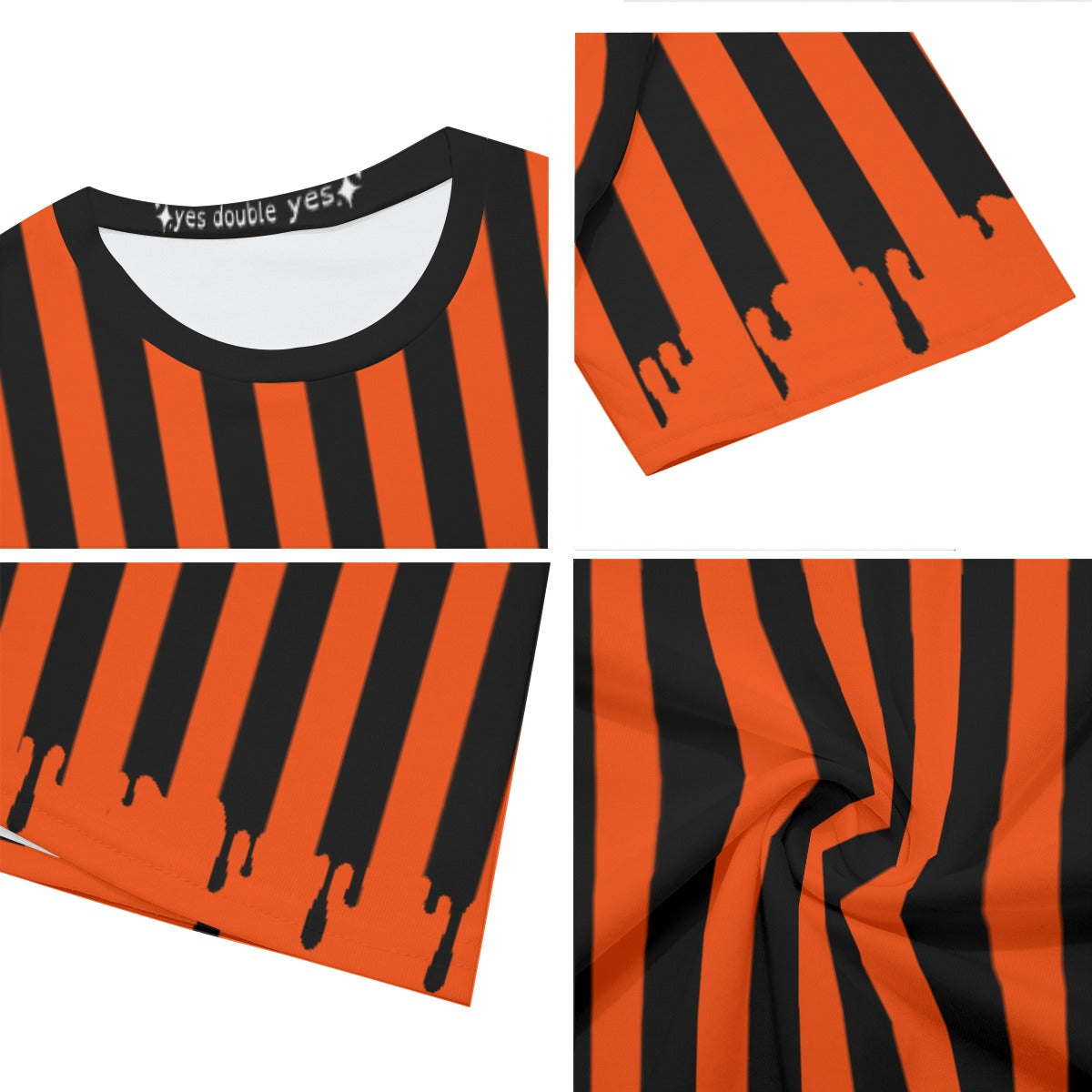 Pumpkin Stripe Drippy Tshirt Creepy Cute Clowncore Halloween Party Clowning Shirt Costume Top