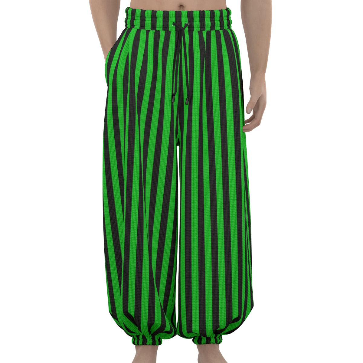 Green Frog Stripe Clown Pants Balloon Pantaloons Clowncore Party Clothes Sleep Lounge Trousers Xmas