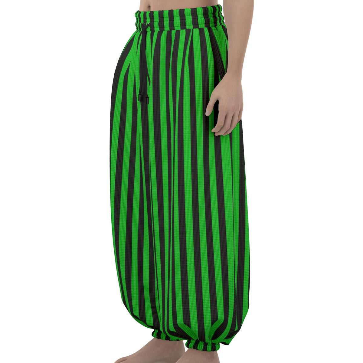 Green Frog Stripe Clown Pants Balloon Pantaloons Clowncore Party Clothes Sleep Lounge Trousers Xmas