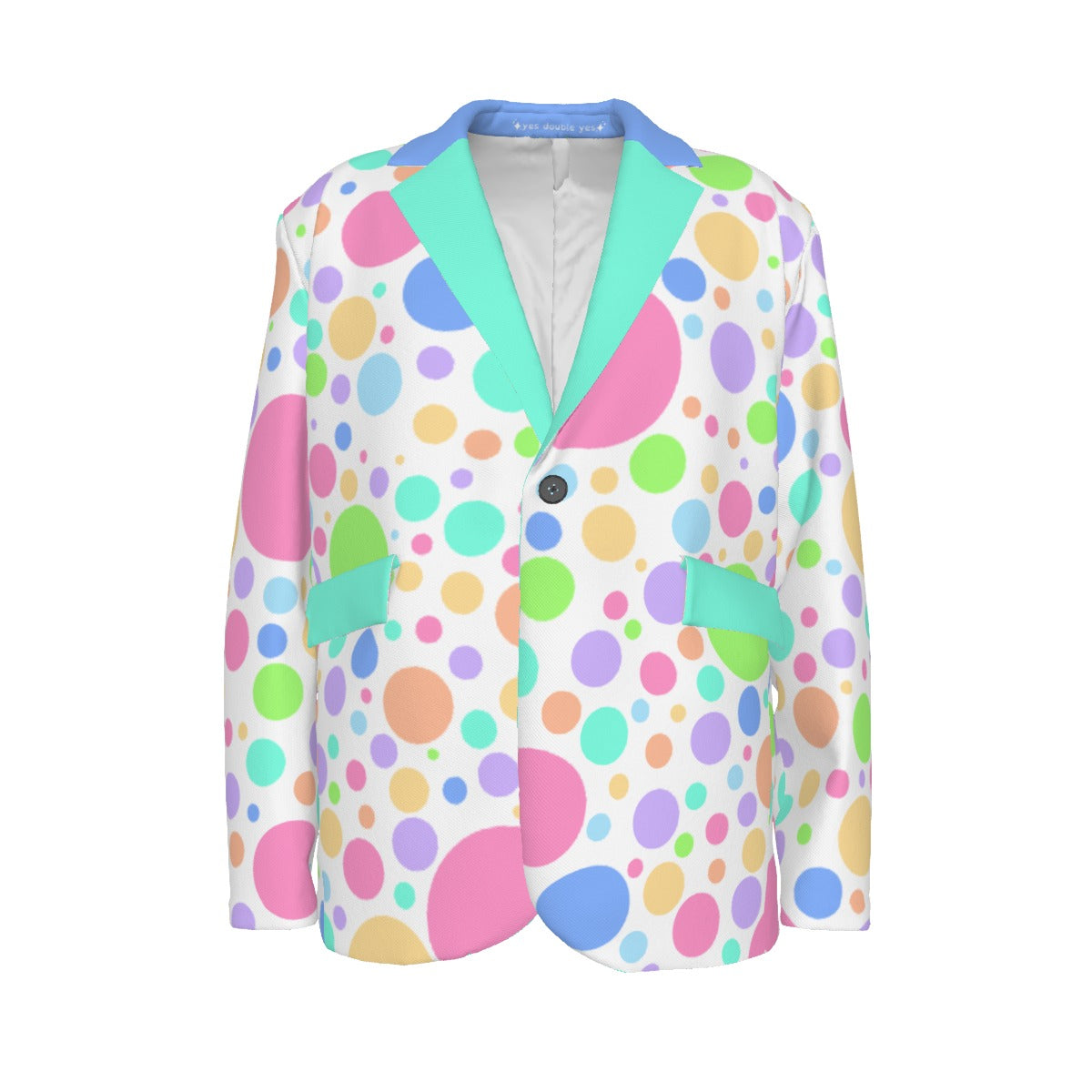 Softie Spots Clowncore Blazer Mens Cut Cotton Formal Suit Coat Pastel Polkadot Clown Jacket Pro