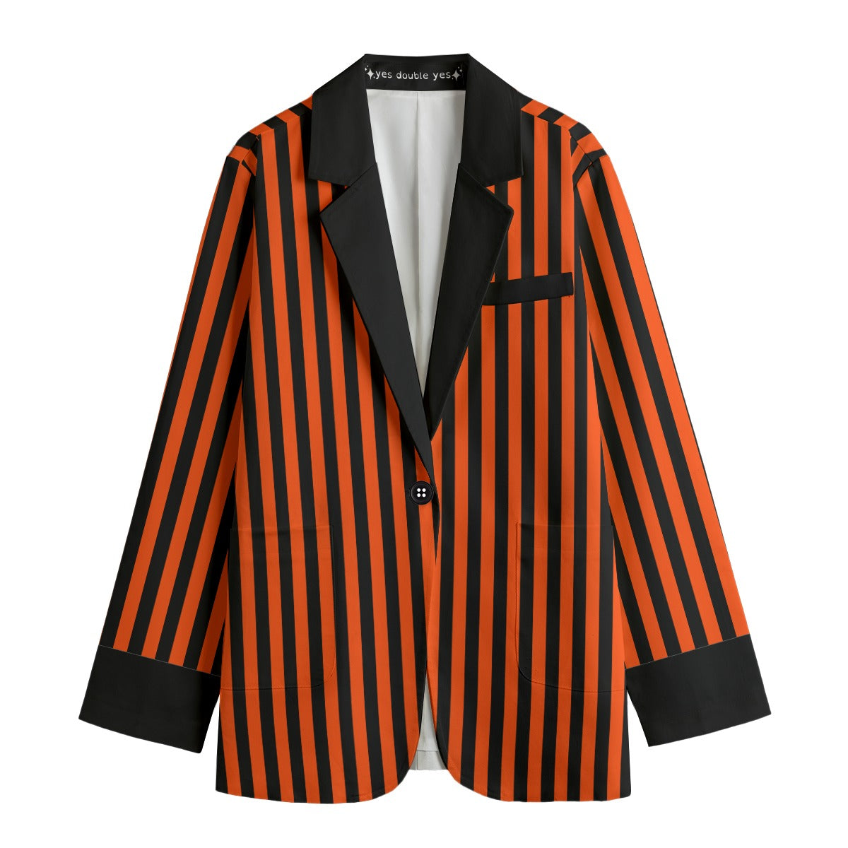 Pumpkin Stripe Ladies Blazer Halloween Party Orange And Black Formalwear Professional Adult Clown