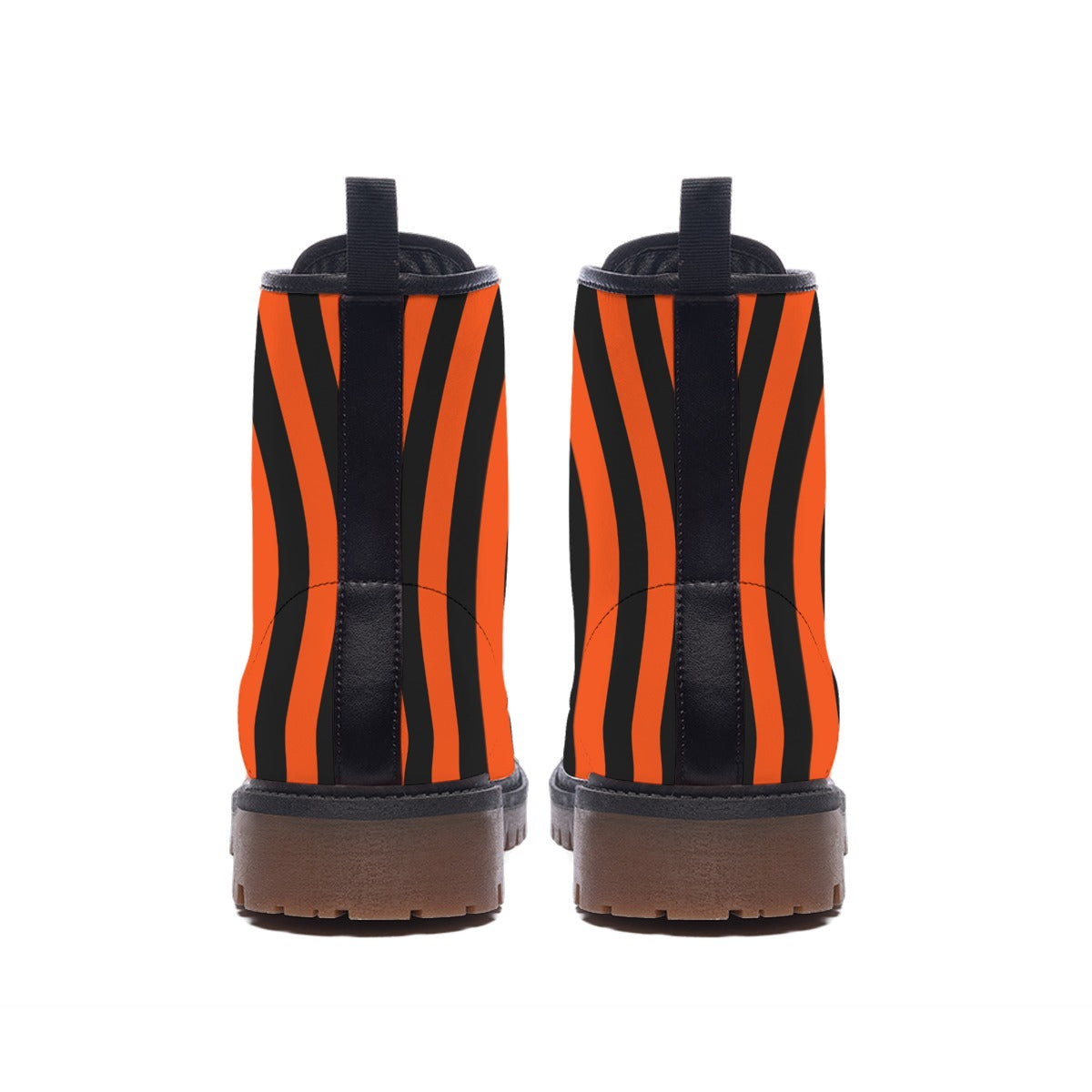 Pumpkin Stripe Combat Boots Professional Clown Shoes Whimsigoth Gothic Striped Orange And Black Boot