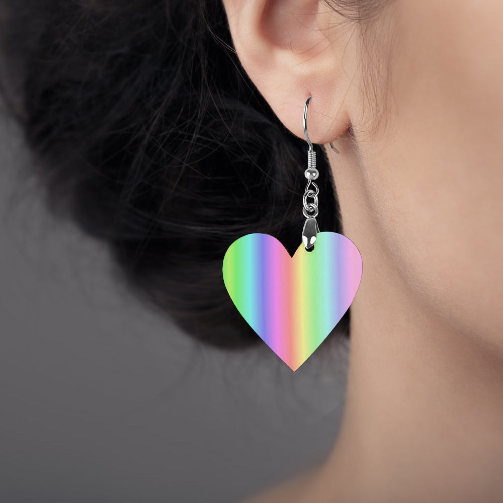 Gentle Rainbow Hearts Earrings! Pastel Lovecore Womens Aesthetic Statement Jewelry Soft Colors Emo Kidcore