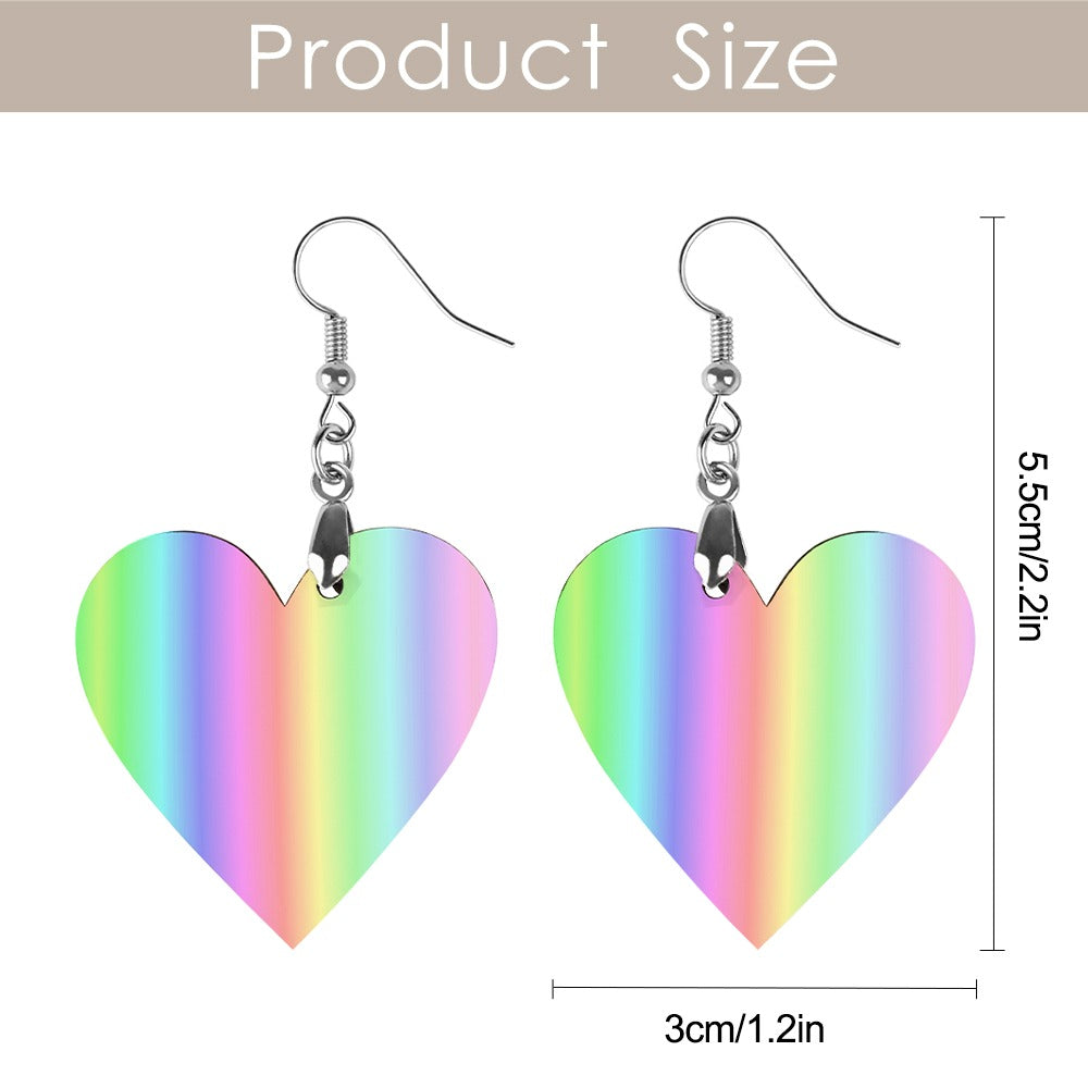 Gentle Rainbow Hearts Earrings! Pastel Lovecore Womens Aesthetic Statement Jewelry Soft Colors Emo Kidcore