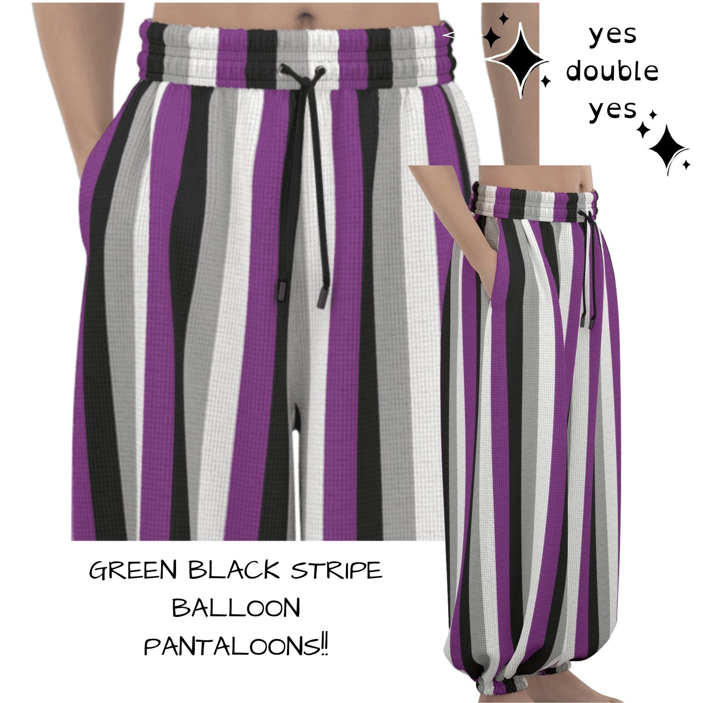 Ace Flag Stripe Clown Pants Clowncore Loungewear PJs Waffle Knit Cozy Sleepwear Balloon Pantaloons