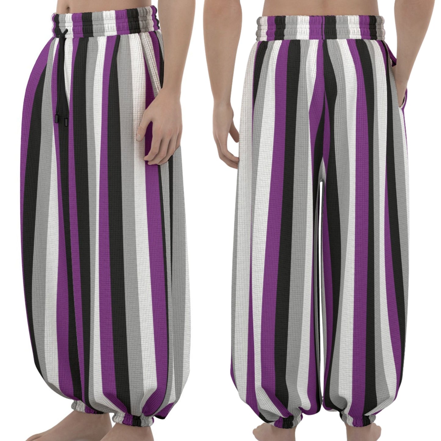 Ace Flag Stripe Clown Pants Clowncore Loungewear PJs Waffle Knit Cozy Sleepwear Balloon Pantaloons