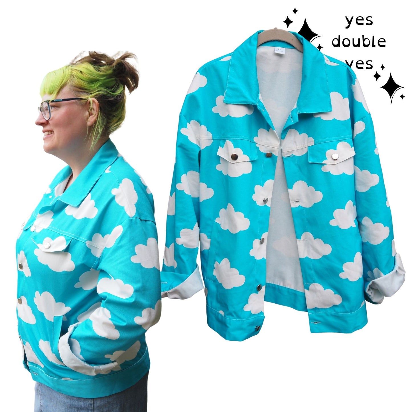 Cloudy Heaven Kidcore Canvas Shirt Cotton Kid Core Jacket Adult Kidcore Clothing Yume Kawaii Cute Clown Top