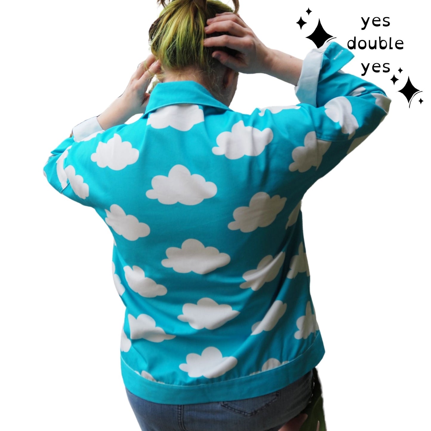 Cloudy Heaven Kidcore Canvas Shirt Cotton Kid Core Jacket Adult Kidcore Clothing Yume Kawaii Cute Clown Top