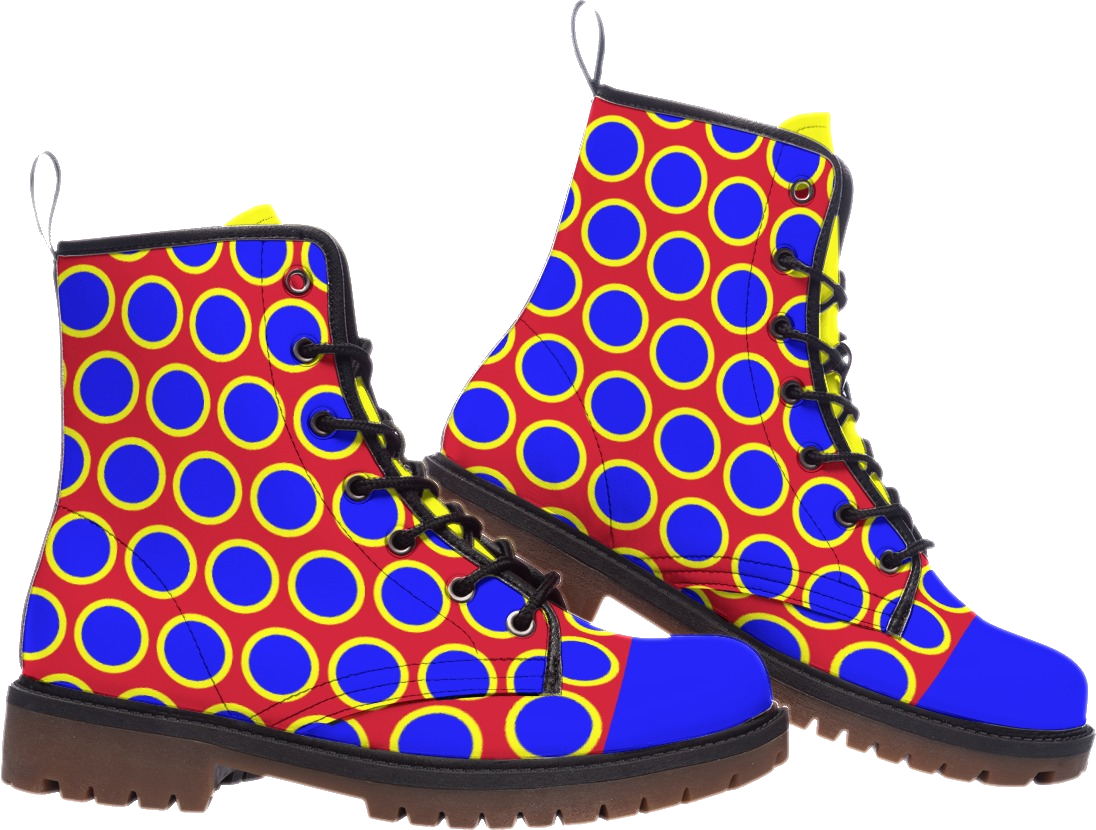 Clown Dot Stompers! Kidcore Circuscore Primary Colors Happy Boots Red Yellow & Royal Blue Unisex