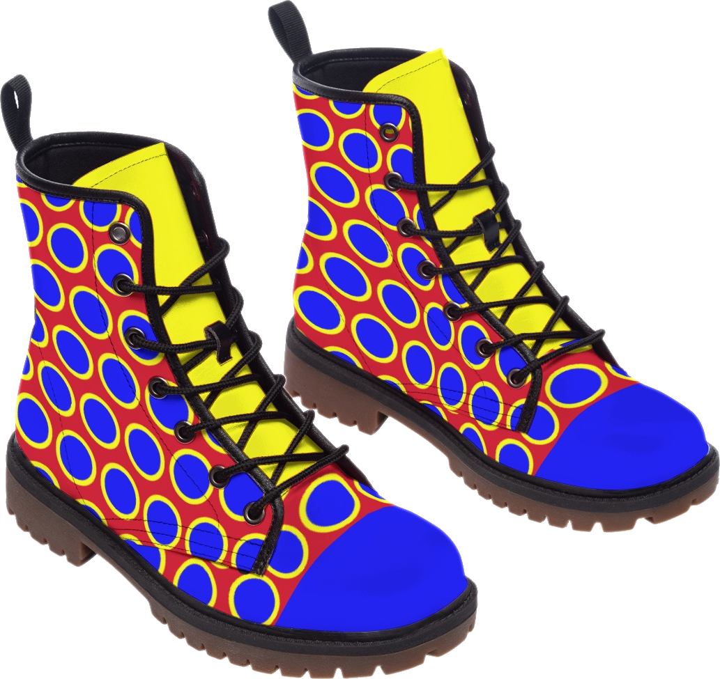 Clown Dot Stompers! Kidcore Circuscore Primary Colors Happy Boots Red Yellow & Royal Blue Unisex