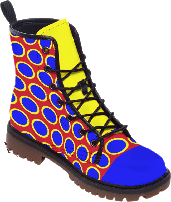 Clown Dot Stompers! Kidcore Circuscore Primary Colors Happy Boots Red Yellow & Royal Blue Unisex