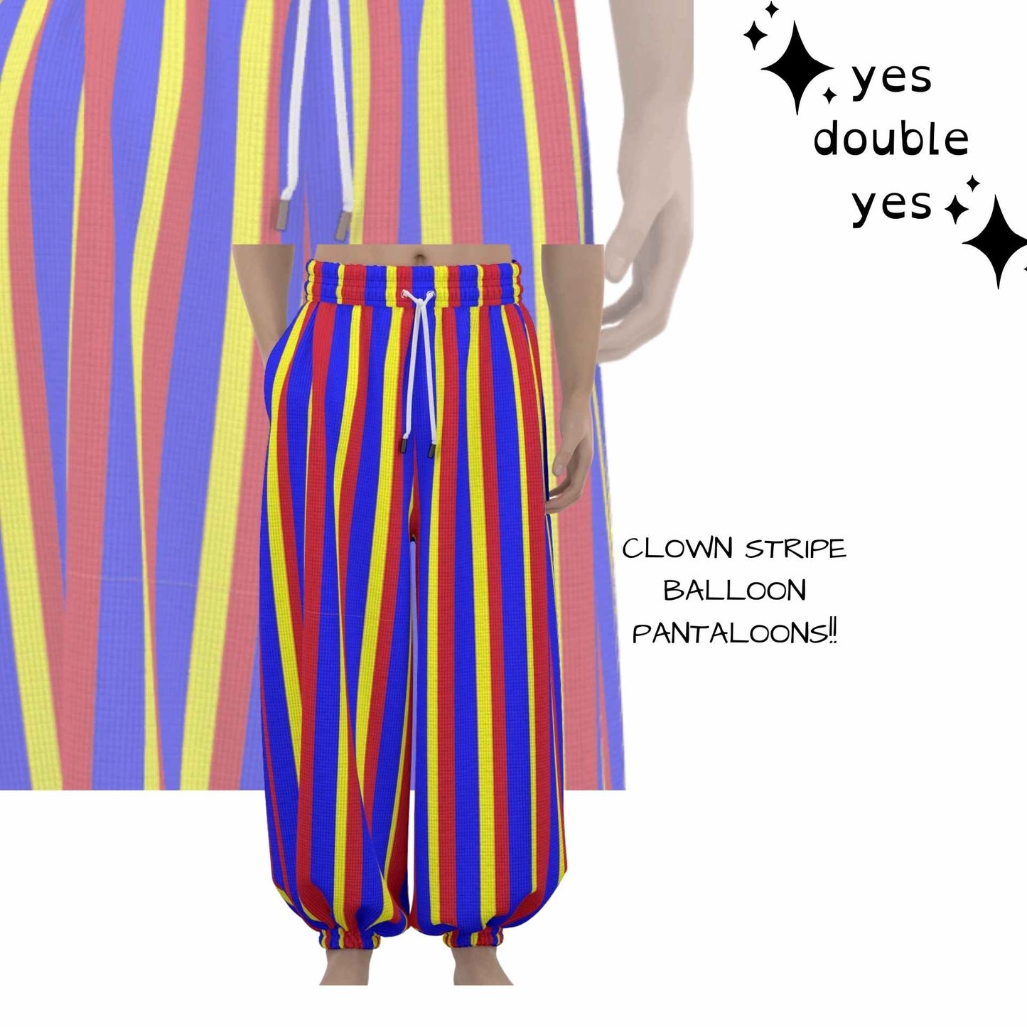 Clown Stripe Primary Color Balloon Pantaloon Pants! Unisex Loungewear Professional Clowning Gear