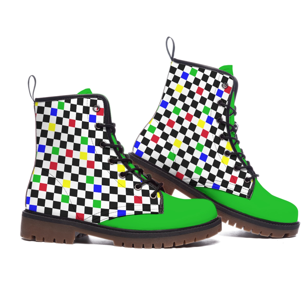 Froggy Checker Kidcore Boots! Pro Clown Boots in Vegan Leather Clowncore Maximalist Statement Unisex