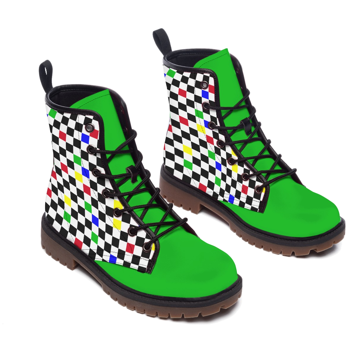 Froggy Checker Kidcore Boots! Pro Clown Boots in Vegan Leather Clowncore Maximalist Statement Unisex