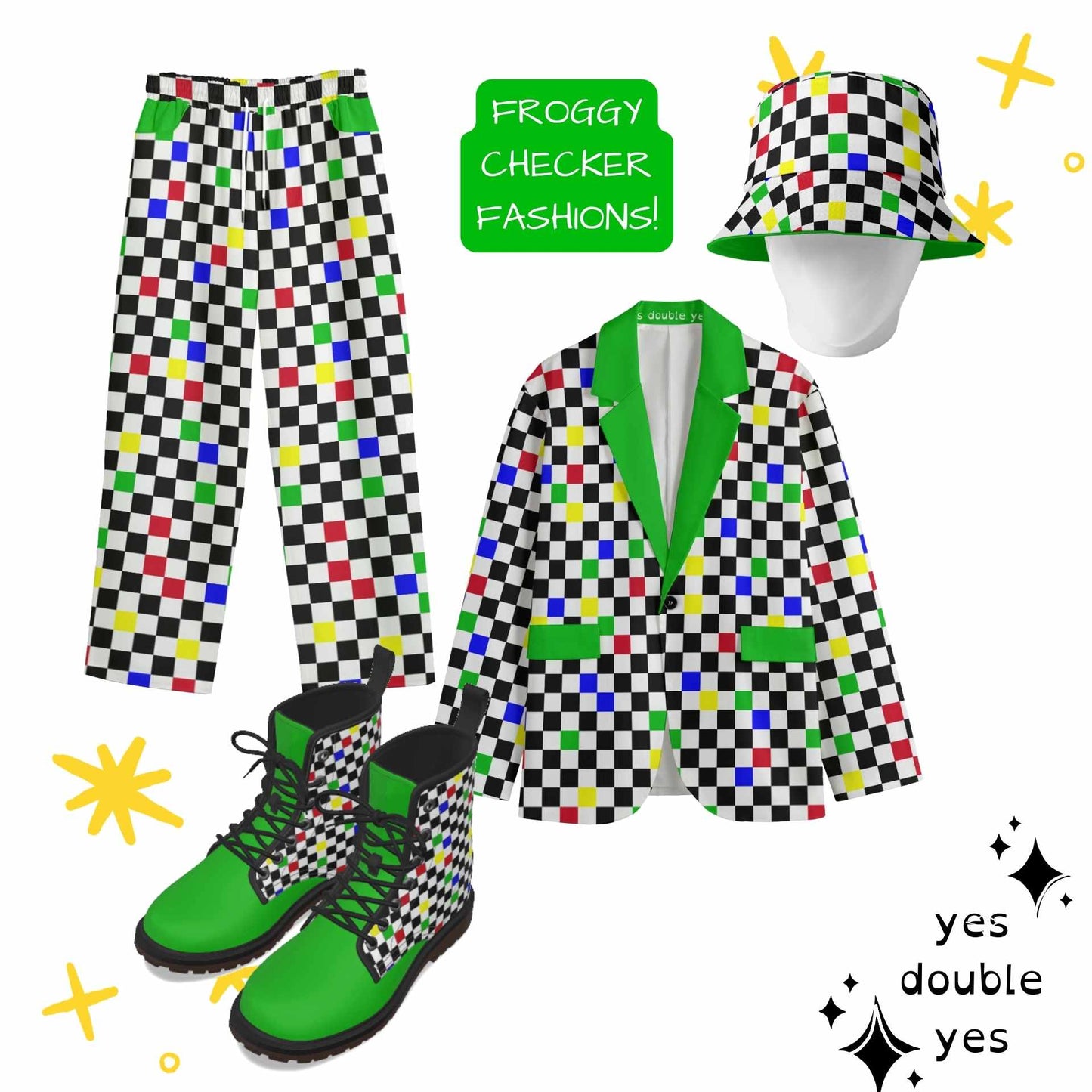 Froggy Checker Kidcore Color Fashions set by yesdoubleyes