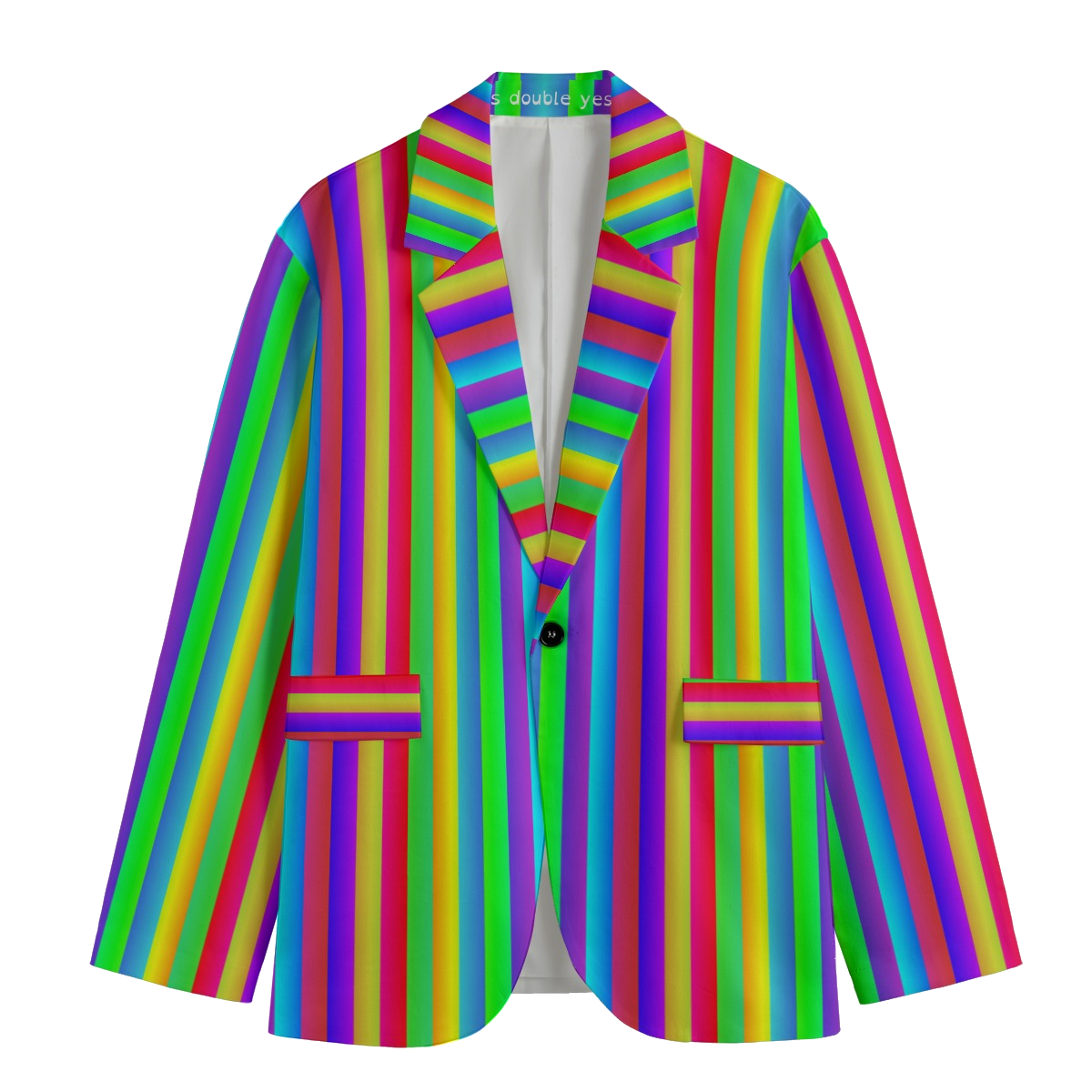 Fruit Stripe Rainbow Mens Cotton Sport Coat! Circus clowncore striped happy Harajuku Pride parade