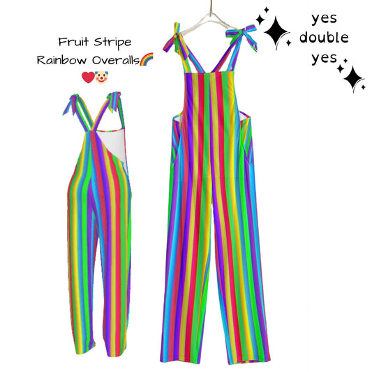 Fruit Stripe Overalls Rainbow Coveralls! Clowncore Skate LGBTQ Parade Festival Circus Party Clown