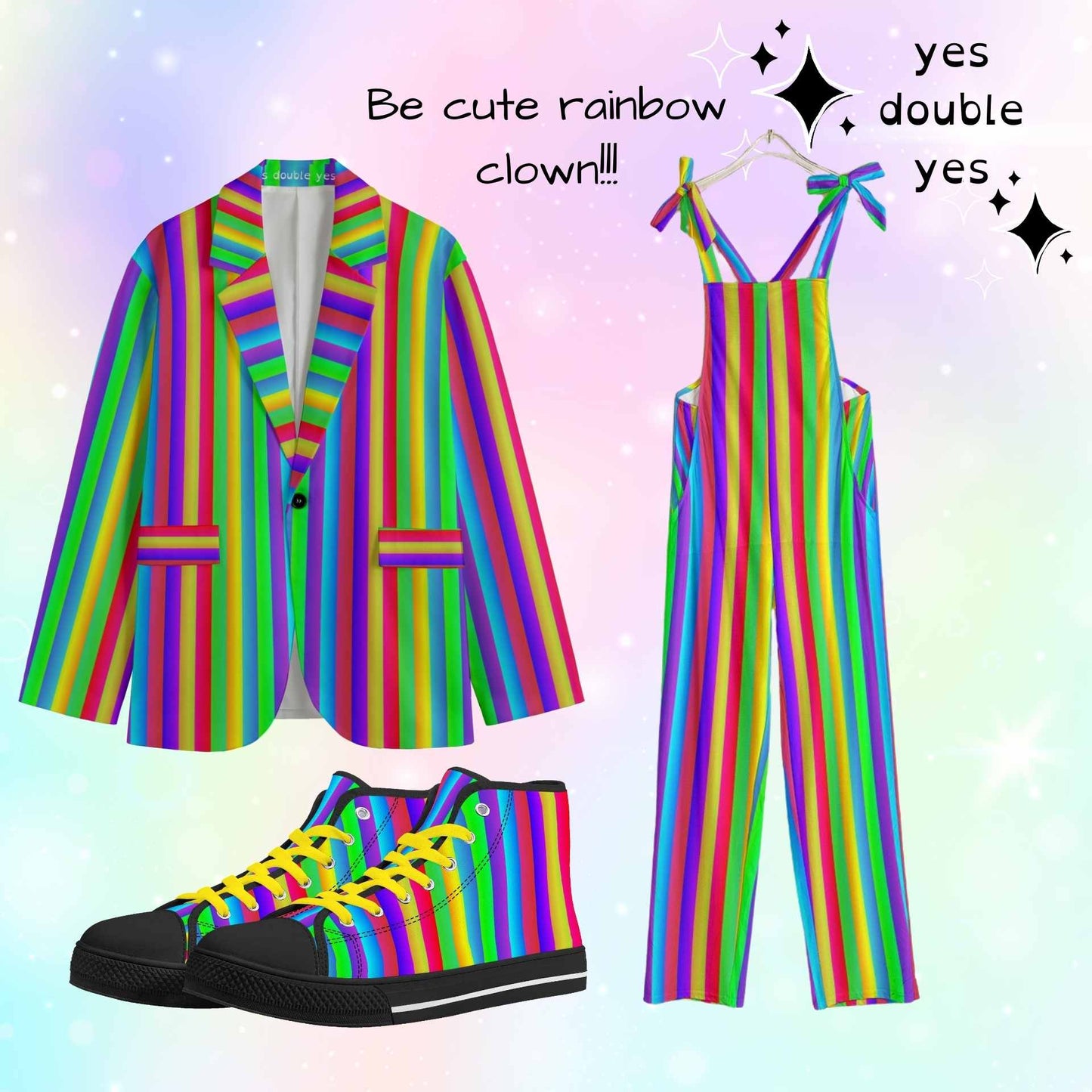 Fruit Stripe Rainbow High Top Sneakers - Mens sizing unisex womens EU sizing Harajuku Pride Fest