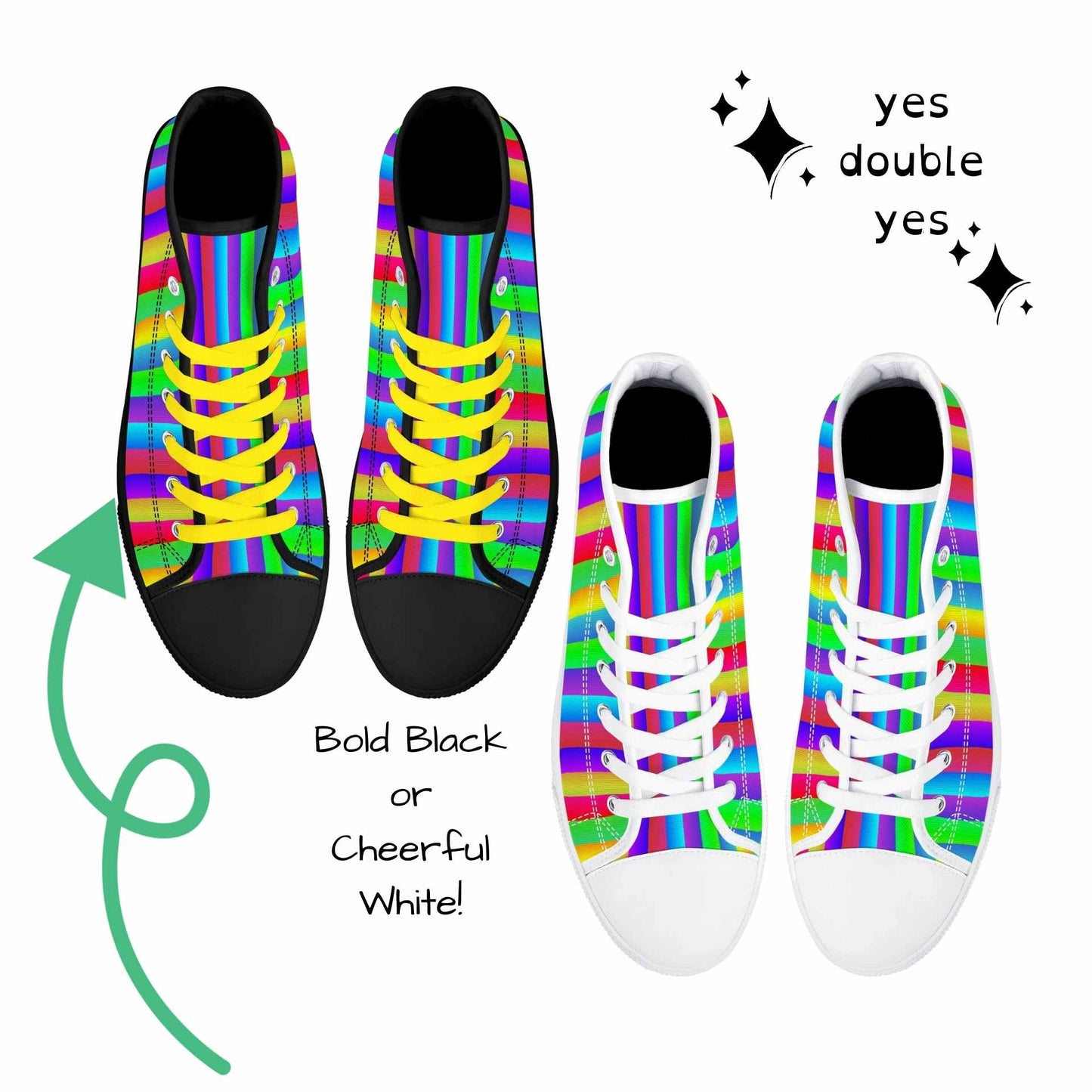 Fruit Stripe Rainbow High Top Sneakers - Mens sizing unisex womens EU sizing Harajuku Pride Fest