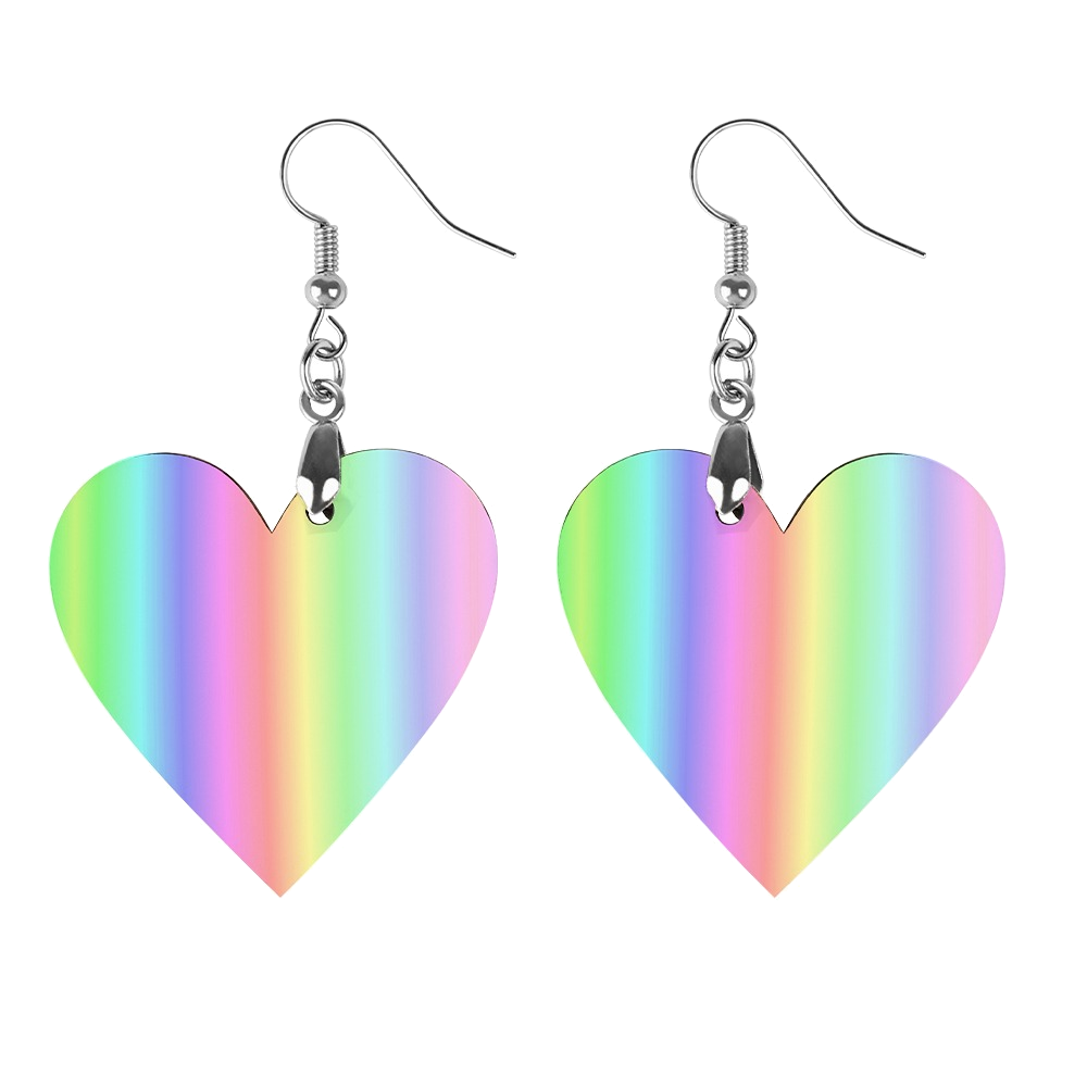 Gentle Rainbow Hearts Earrings! Pastel Lovecore Womens Aesthetic Statement Jewelry Soft Colors Emo Kidcore