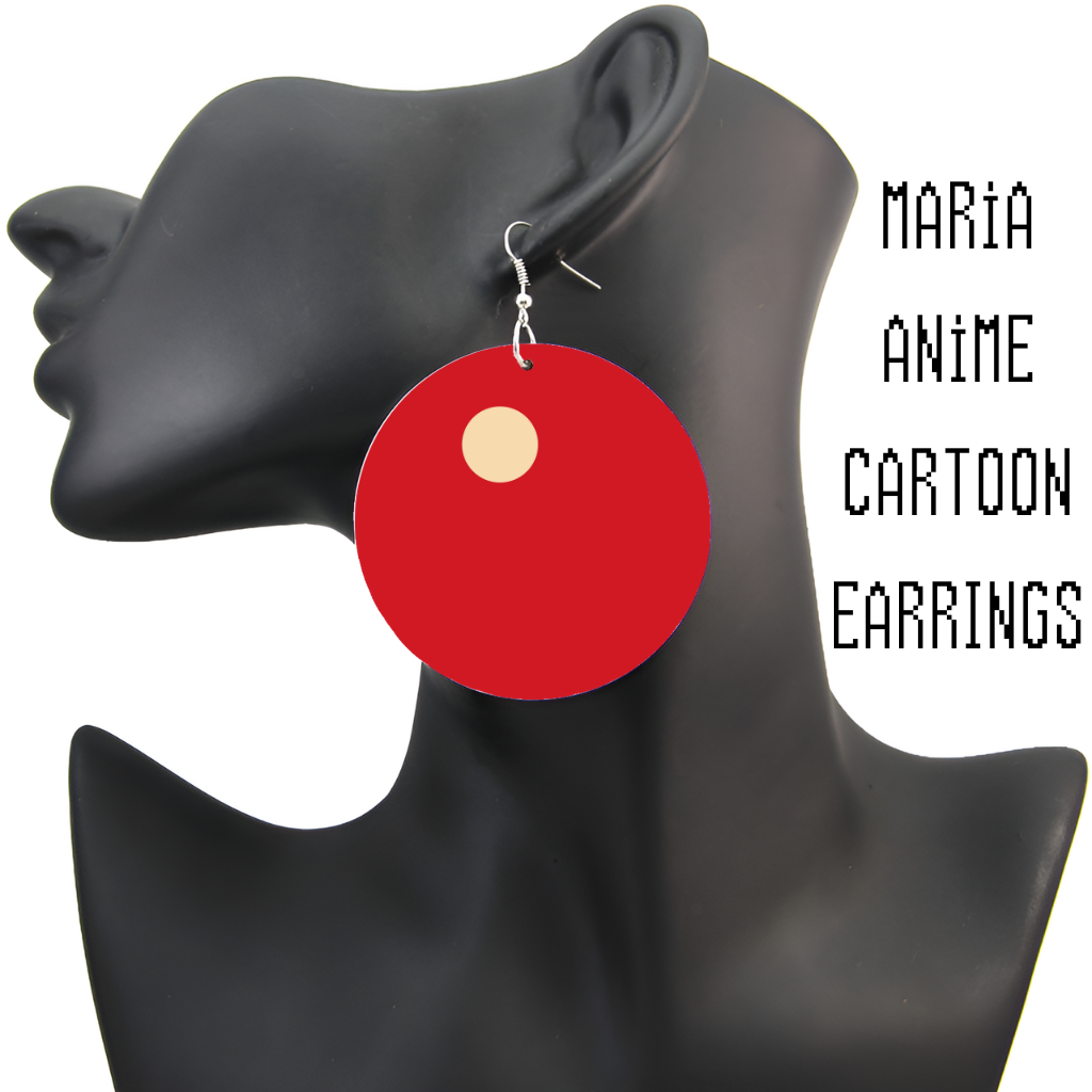 Maria Anime Cosplay Red Shield Magic Earrings Funny Cartoon Gems! Clowncore clown nose red