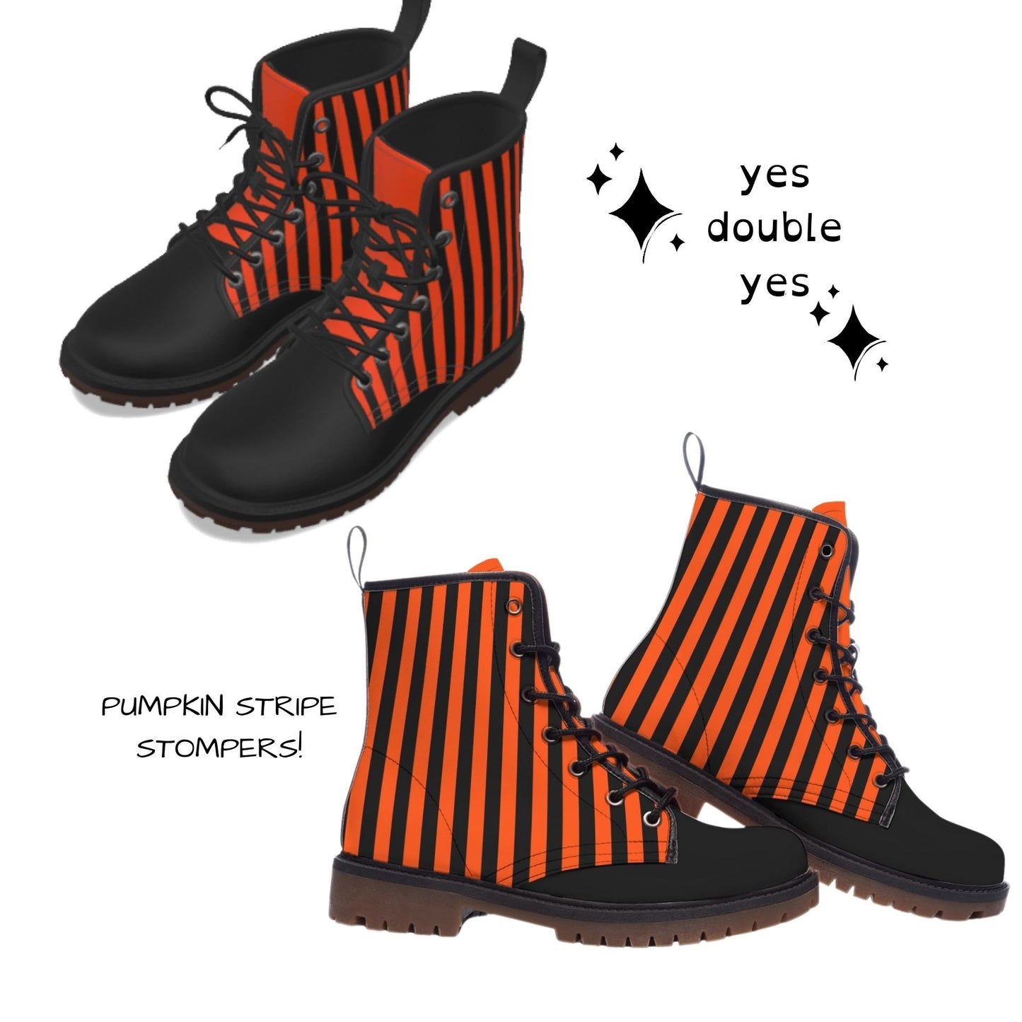 Pumpkin Stripe Combat Boots Professional Clown Shoes Whimsigoth Gothic Striped Orange And Black Boot