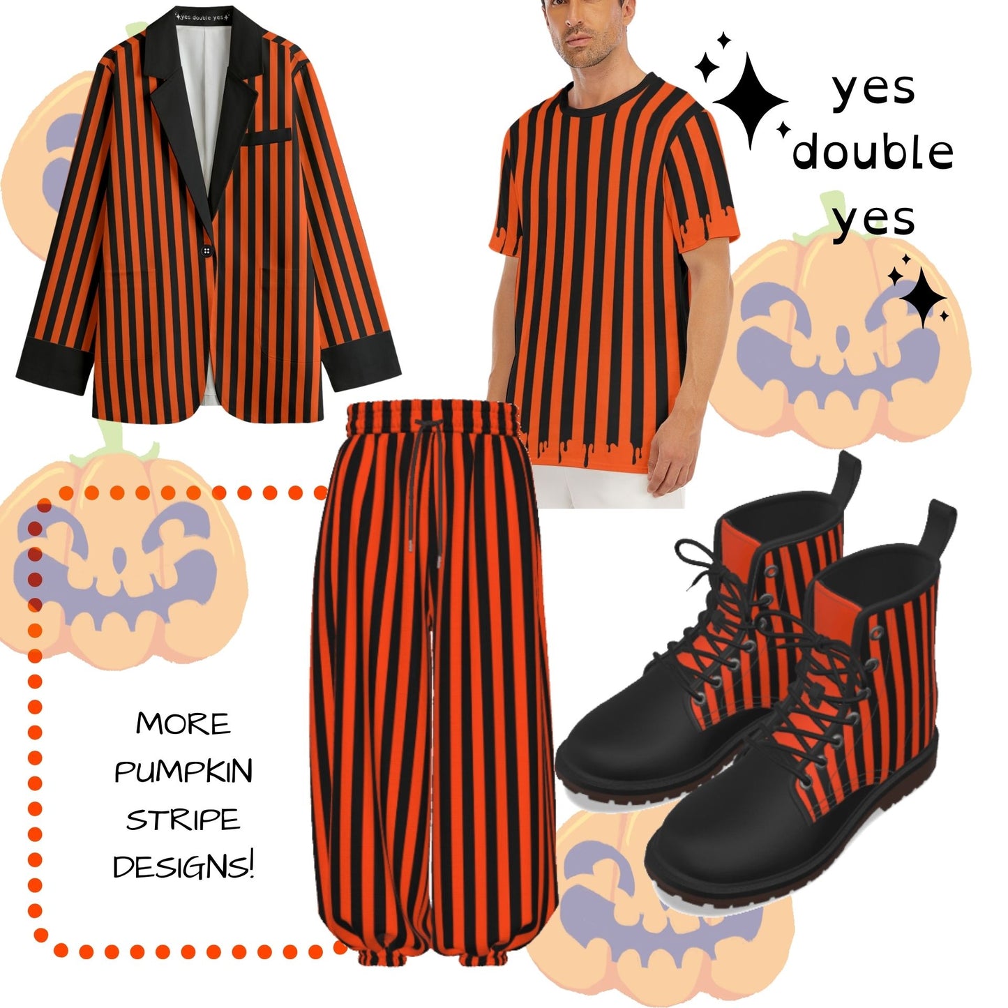 Pumpkin Stripe Clown Pants Balloon Pantaloons Halloween Party Clothes Sleep And Lounge Trousers