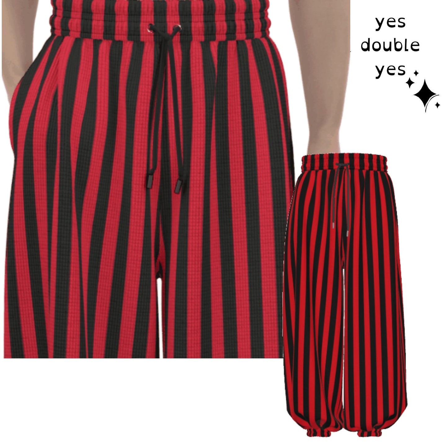 Red Black Stripe Clown Pants Balloon Pantaloons Clowncore Party Clothes Sleep Lounge Trousers Nonbin