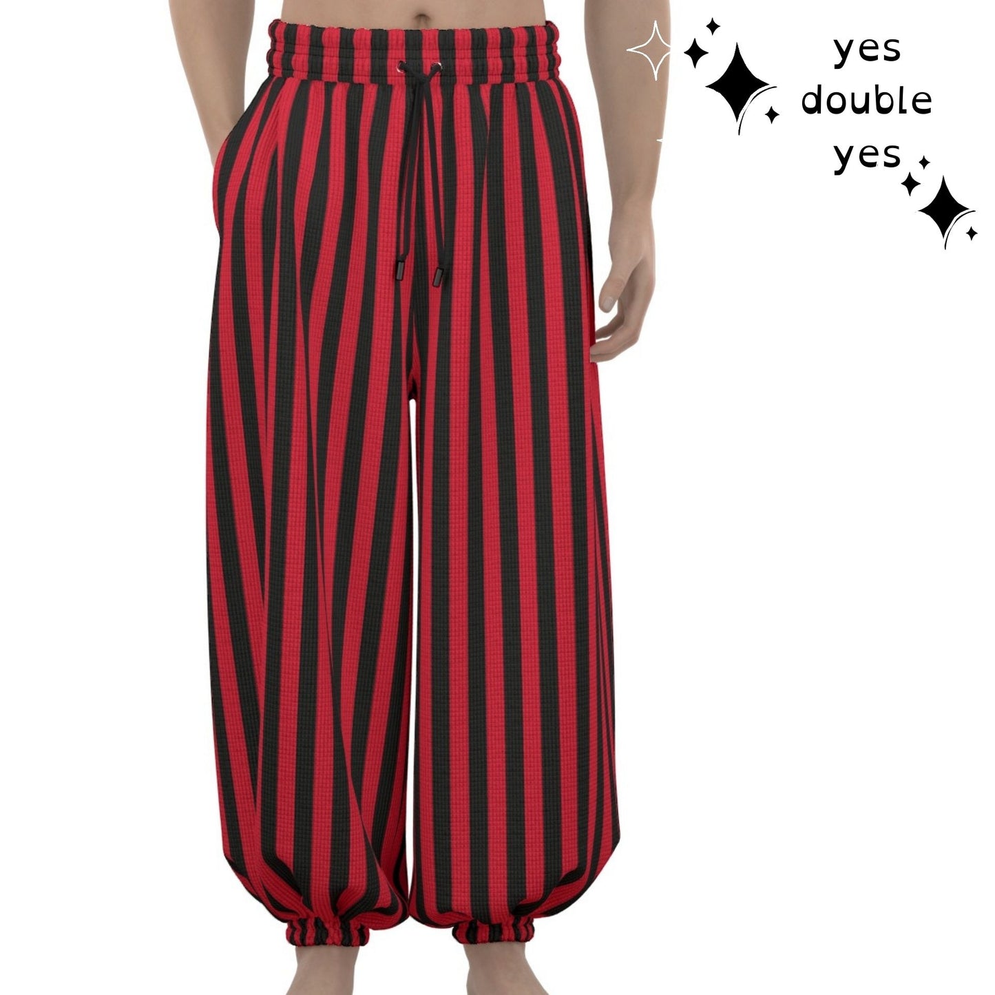 Red Black Stripe Clown Pants Balloon Pantaloons Clowncore Party Clothes Sleep Lounge Trousers Nonbin