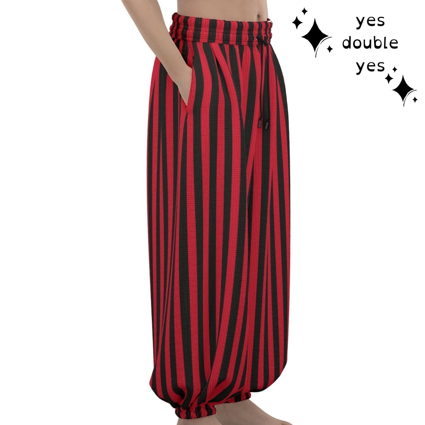 Red Black Stripe Clown Pants Balloon Pantaloons Clowncore Party Clothes Sleep Lounge Trousers Nonbin