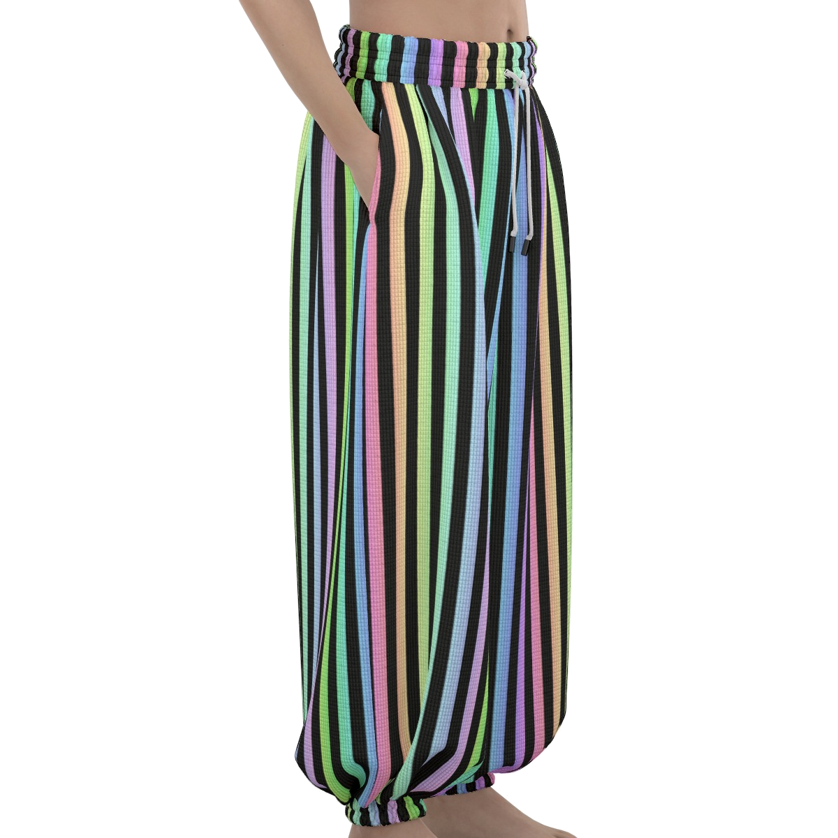 Softie Rainbow Stripe Clown Pants | Maximalist Clowncore Loungewear PJs Waffle Knit Cozy Sleep