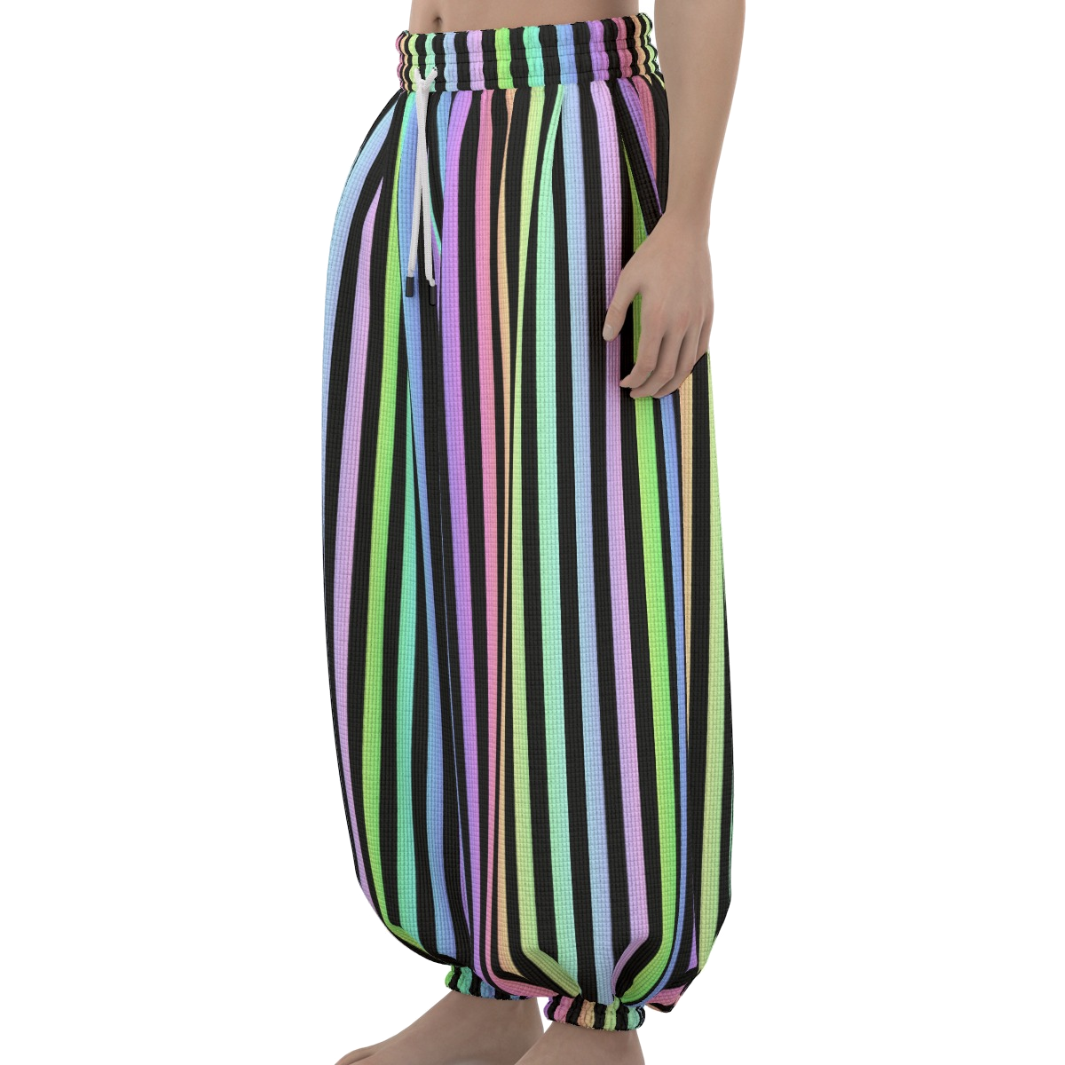 Softie Rainbow Stripe Clown Pants | Maximalist Clowncore Loungewear PJs Waffle Knit Cozy Sleep