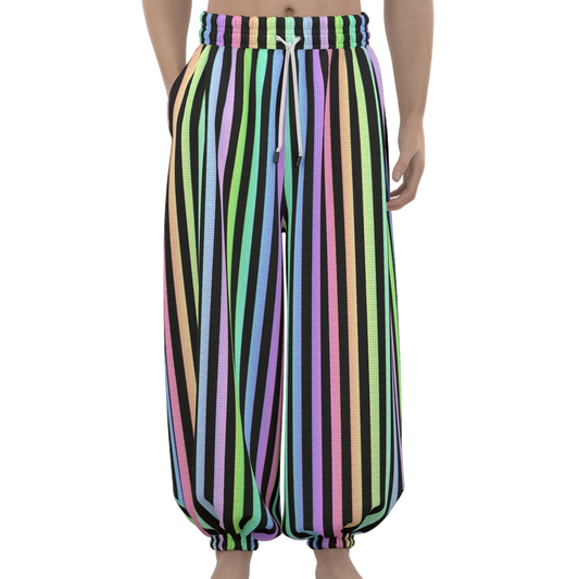 Softie Rainbow Stripe Clown Pants | Maximalist Clowncore Loungewear PJs Waffle Knit Cozy Sleep