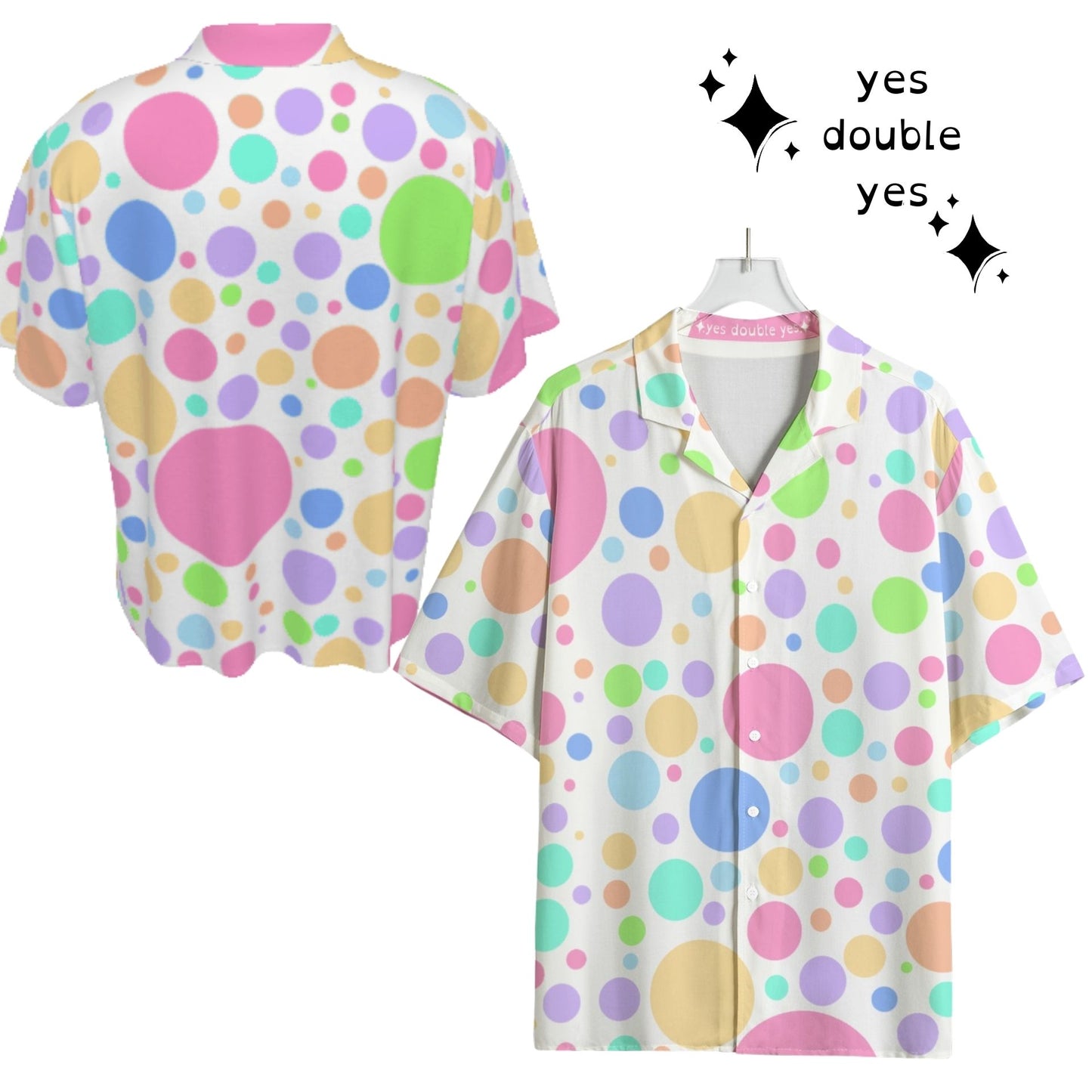 Softie Spots Hawaiian Clown Shirt Clowncore Pastel Polkadot Buttondown Top Adult Nonbinary Costume