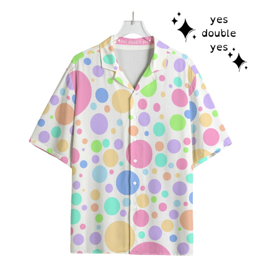 Softie Spots Hawaiian Clown Shirt Clowncore Pastel Polkadot Buttondown Top Adult Nonbinary Costume