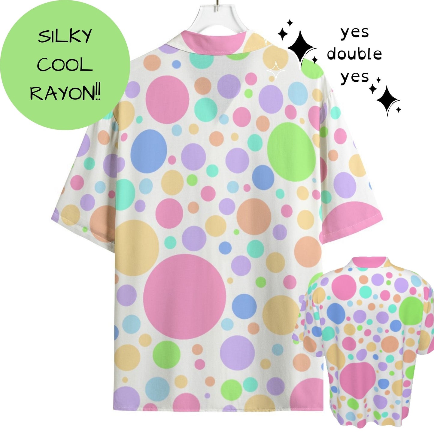 Softie Spots Hawaiian Clown Shirt Clowncore Pastel Polkadot Buttondown Top Adult Nonbinary Costume