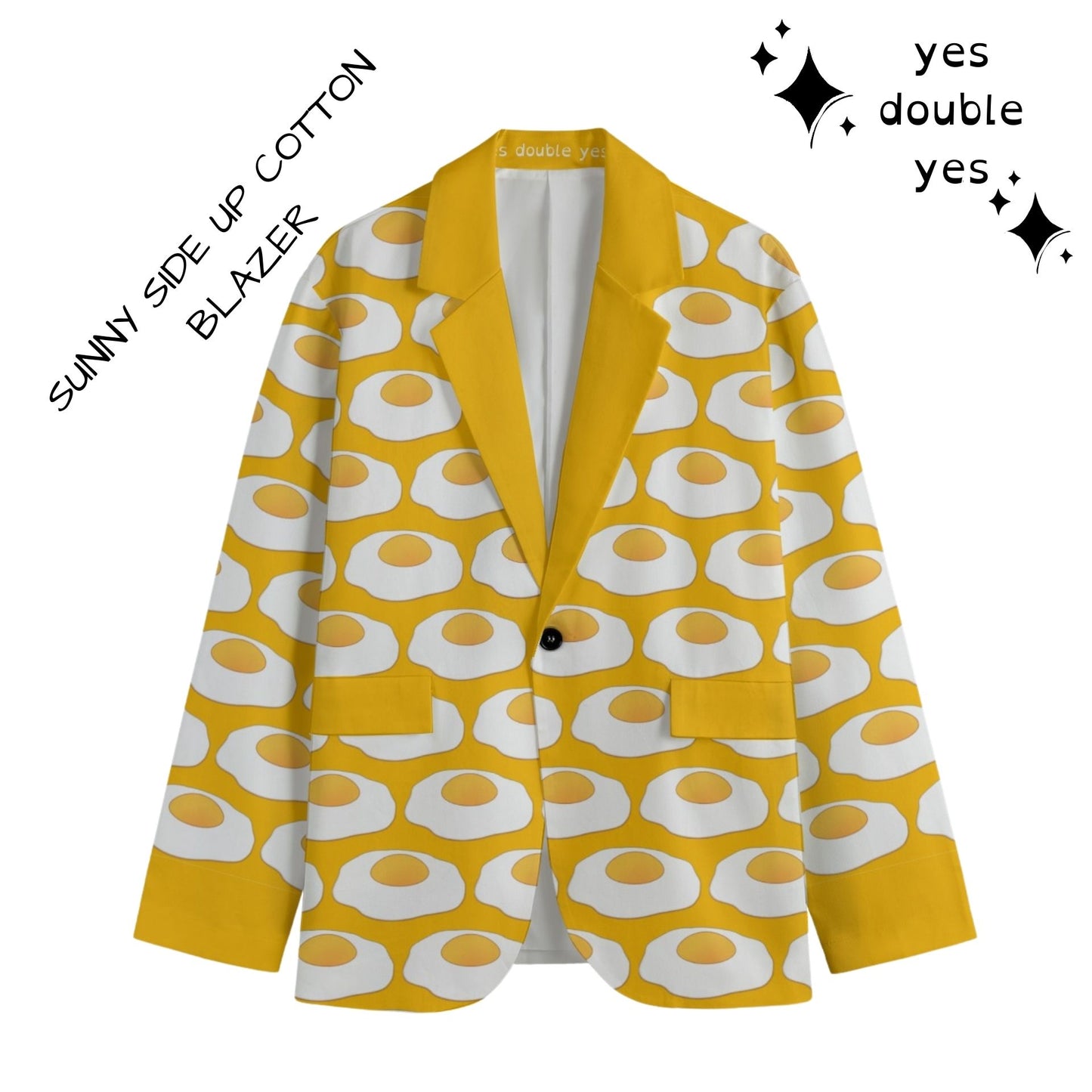 Sunny Side Up Men's Sport Coat | Breakfast Food Egg Themed Cotton Blazer Maximalist Clowncore Jacket