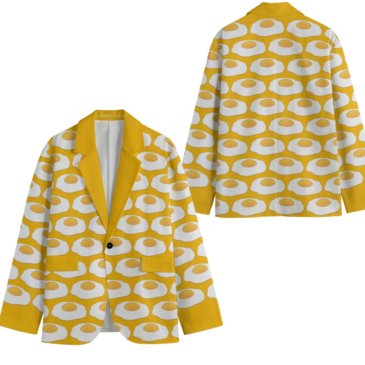 Sunny Side Up Men's Sport Coat | Breakfast Food Egg Themed Cotton Blazer Maximalist Clowncore Jacket