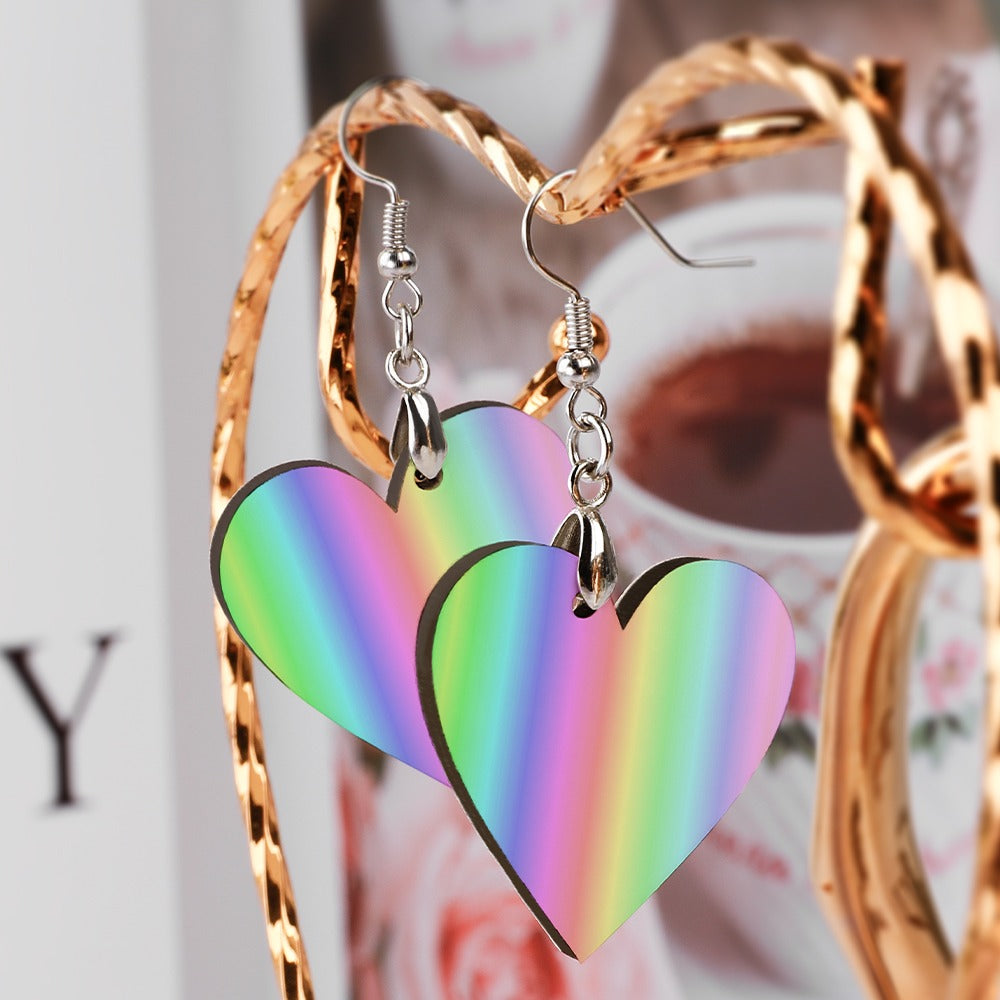 Gentle Rainbow Hearts Earrings! Pastel Lovecore Womens Aesthetic Statement Jewelry Soft Colors Emo Kidcore