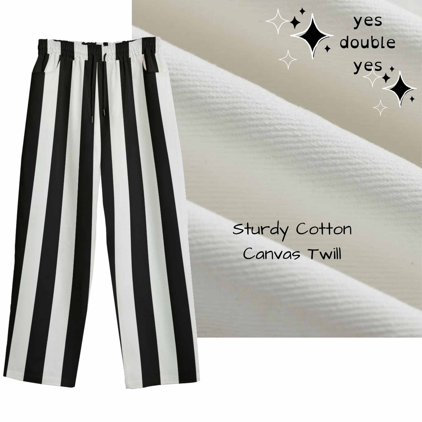 Juicy Beetle Suit Pants- Black and White Stripe Canvas Creepy Clowncore Whimsigoth Maximalist Trousers