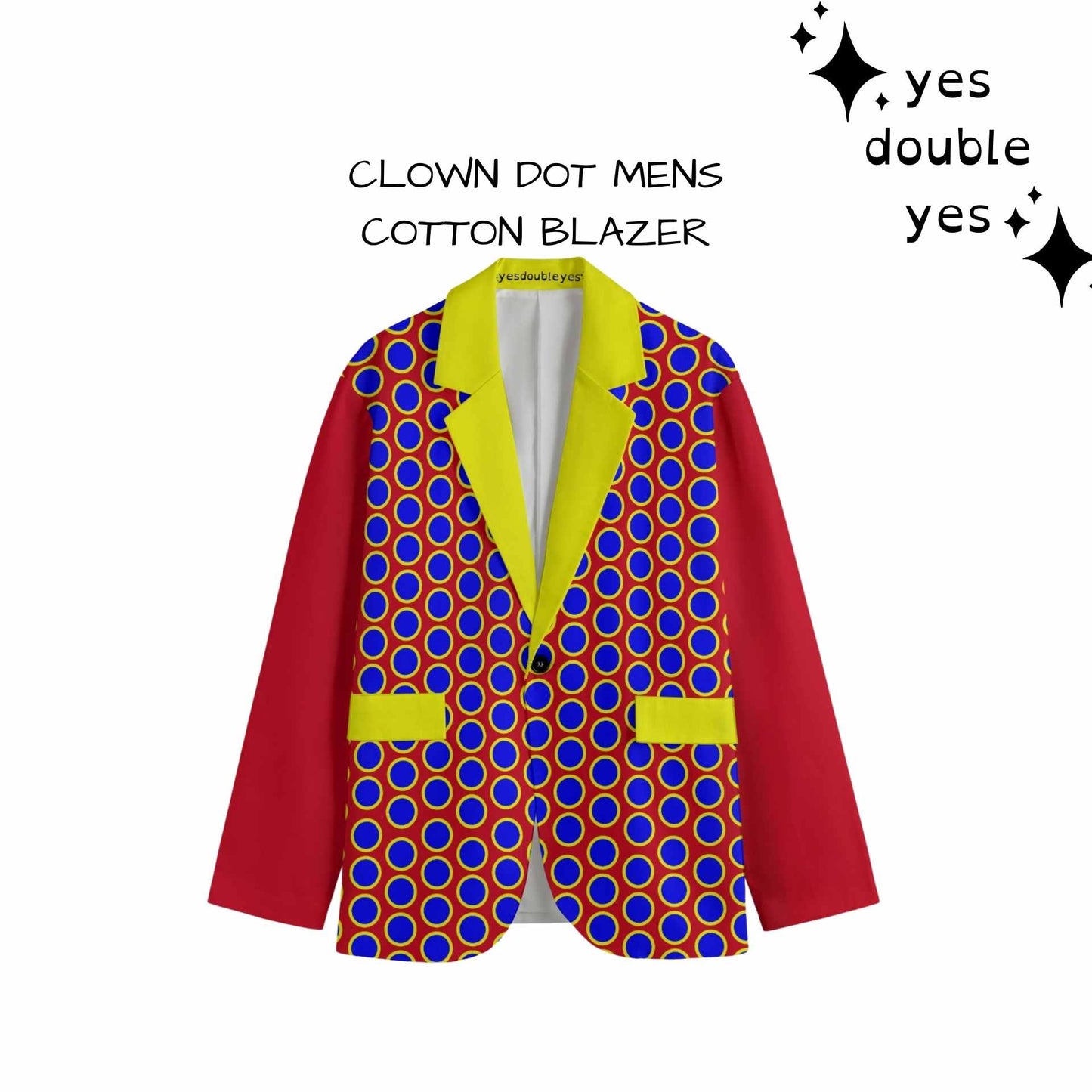 Clown Dot Blazer MENS sizing, Cotton Sport Coat Clowncore Formal Jacket Fancy Clowning Halloween Mar