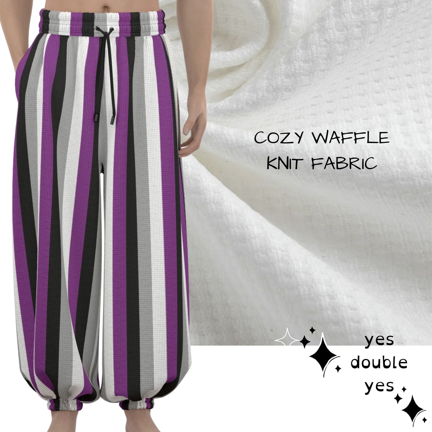 Ace Flag Stripe Clown Pants Clowncore Loungewear PJs Waffle Knit Cozy Sleepwear Balloon Pantaloons