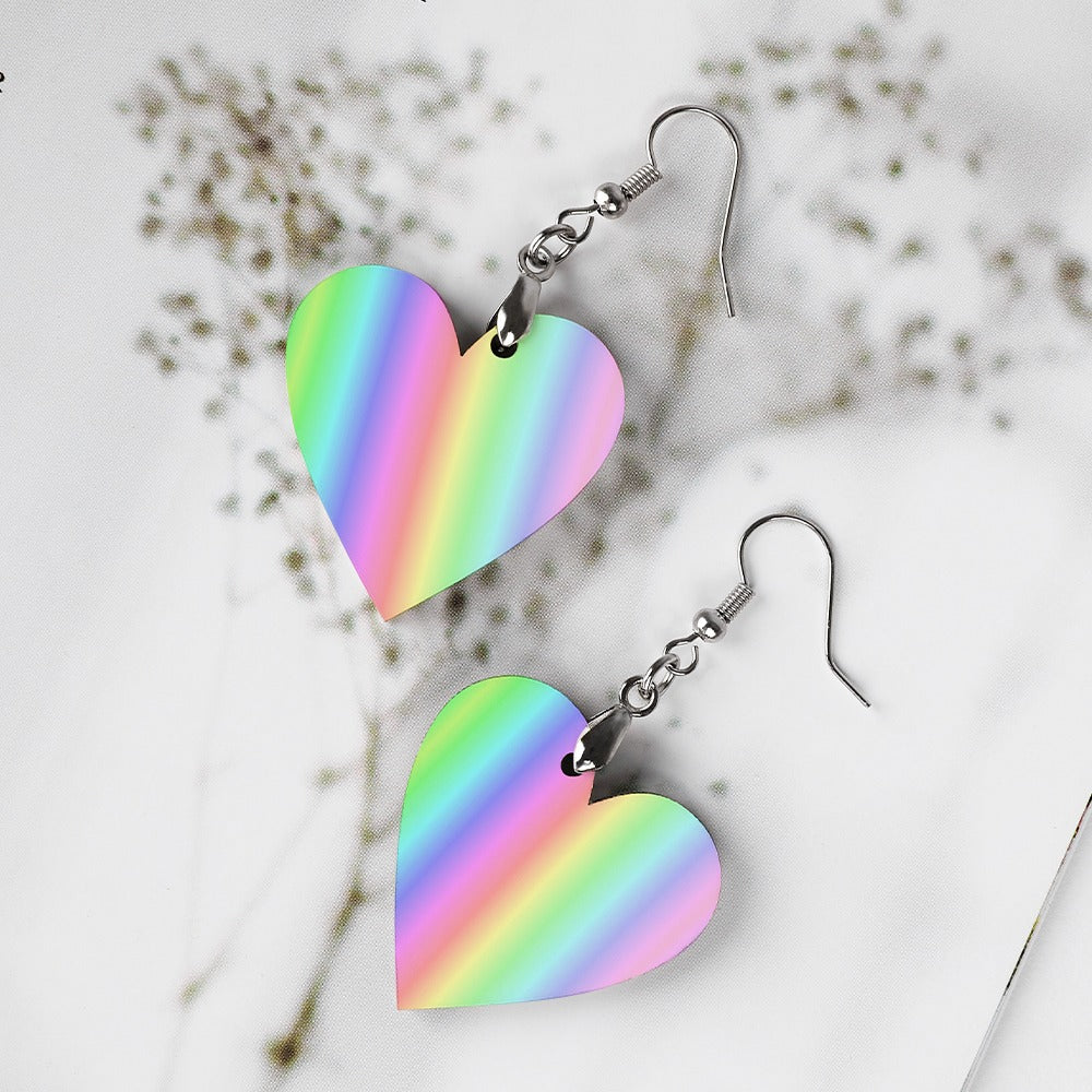 Gentle Rainbow Hearts Earrings! Pastel Lovecore Womens Aesthetic Statement Jewelry Soft Colors Emo Kidcore