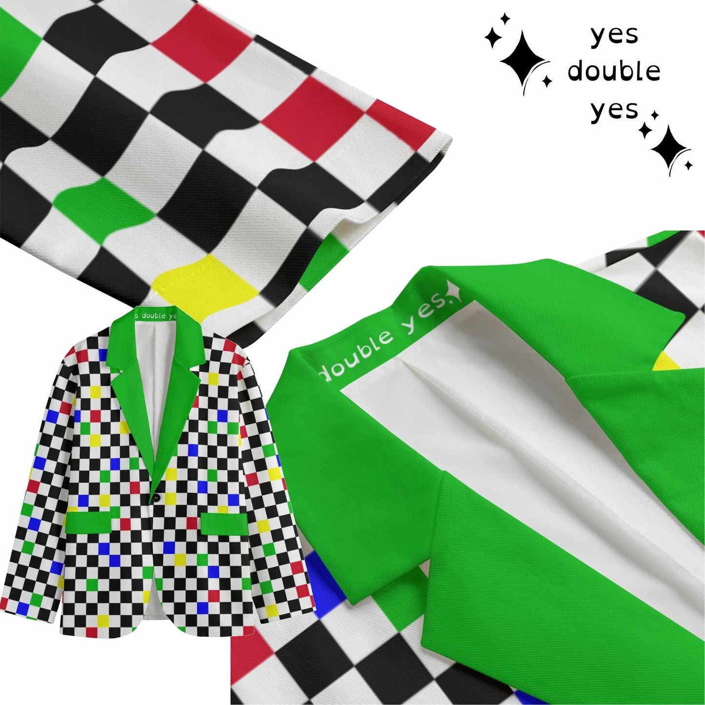 Froggy Checker Kidcore Blazer! Mens Nonbinary Clowncore Cotton Sport Coat Green Adult Clown Costume Jacket