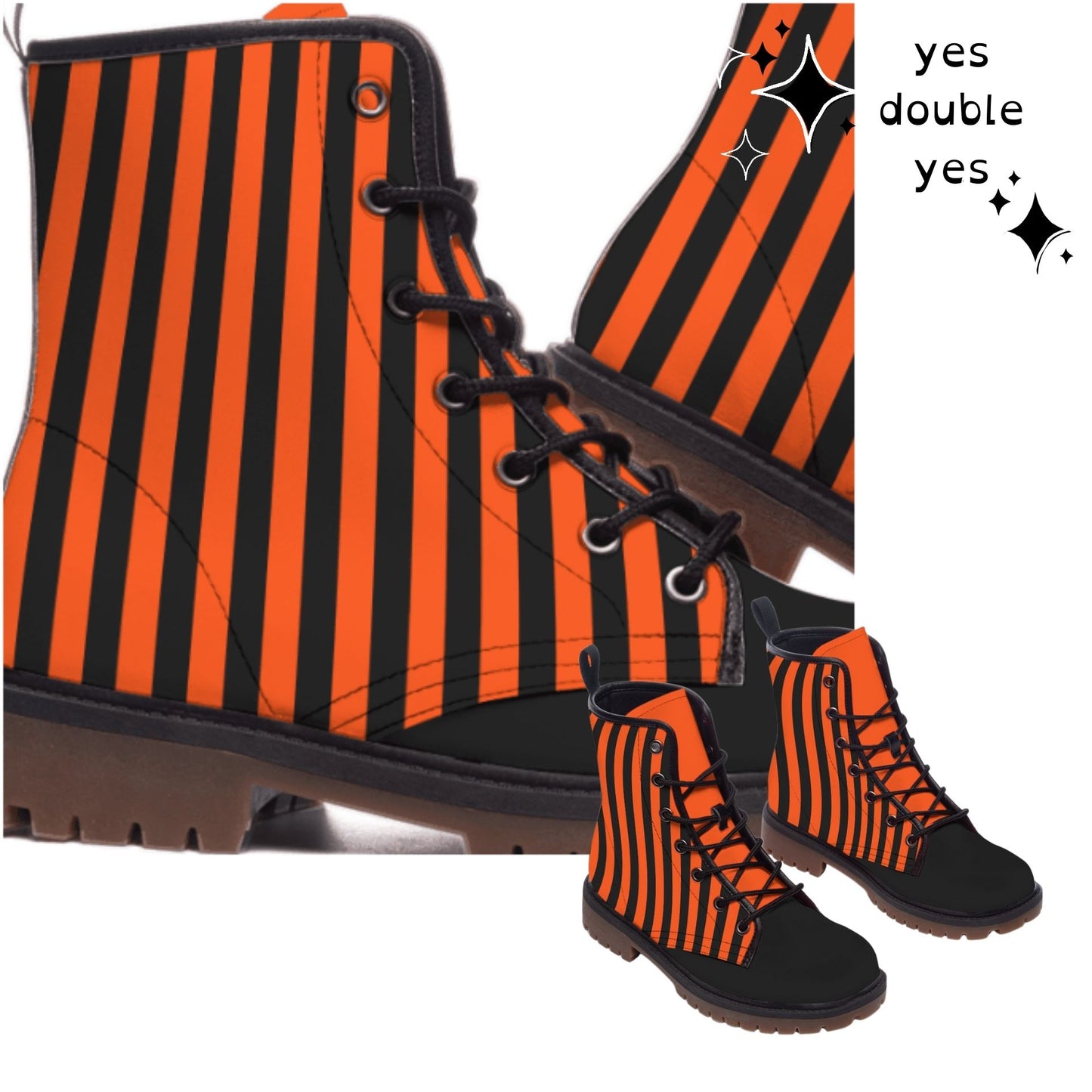 Pumpkin Stripe Combat Boots Professional Clown Shoes Whimsigoth Gothic Striped Orange And Black Boot