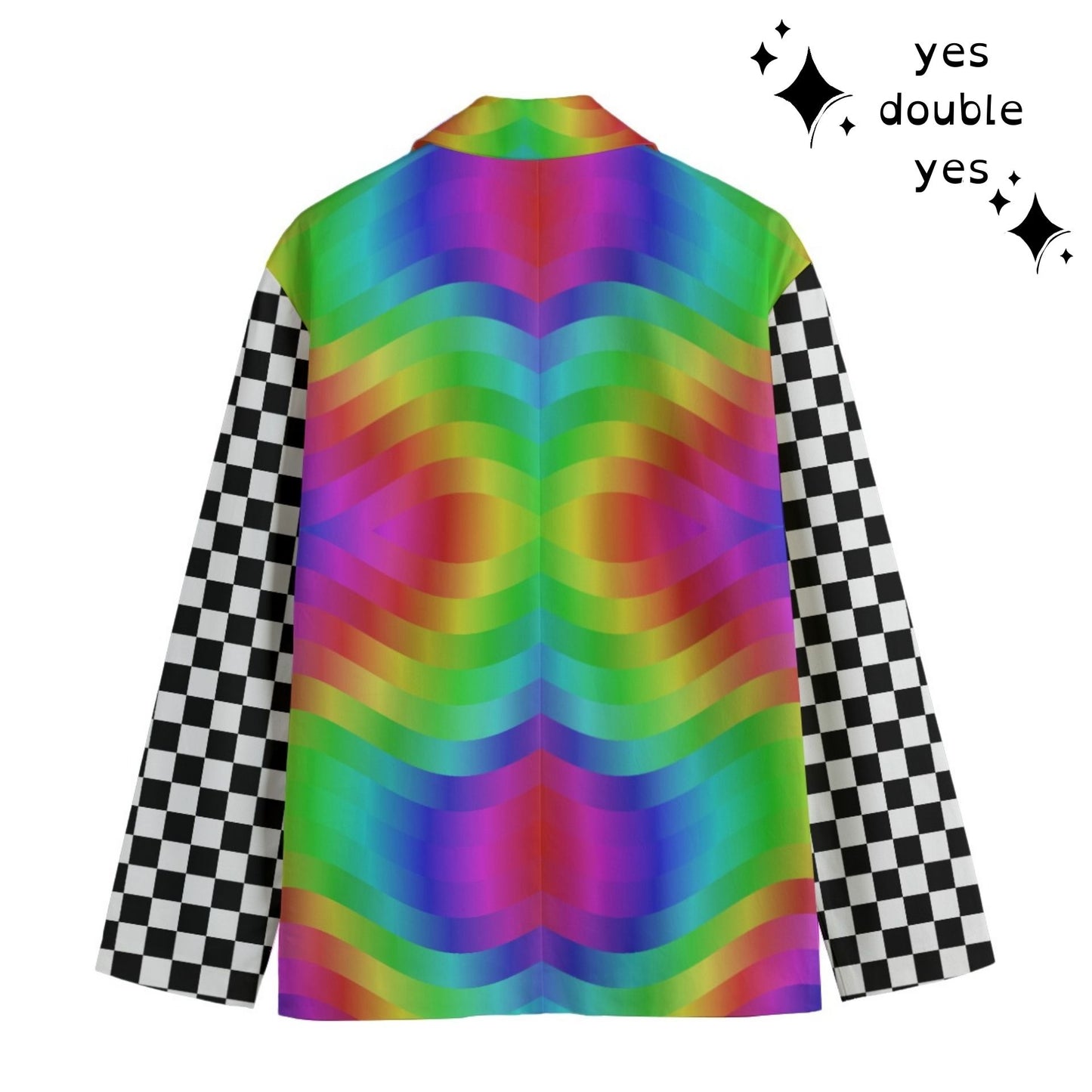 Wiggle Checkers Rainbow Blazer Clowncore Professional Clown Costume Suit Jacket Nonbinary Alt Coat