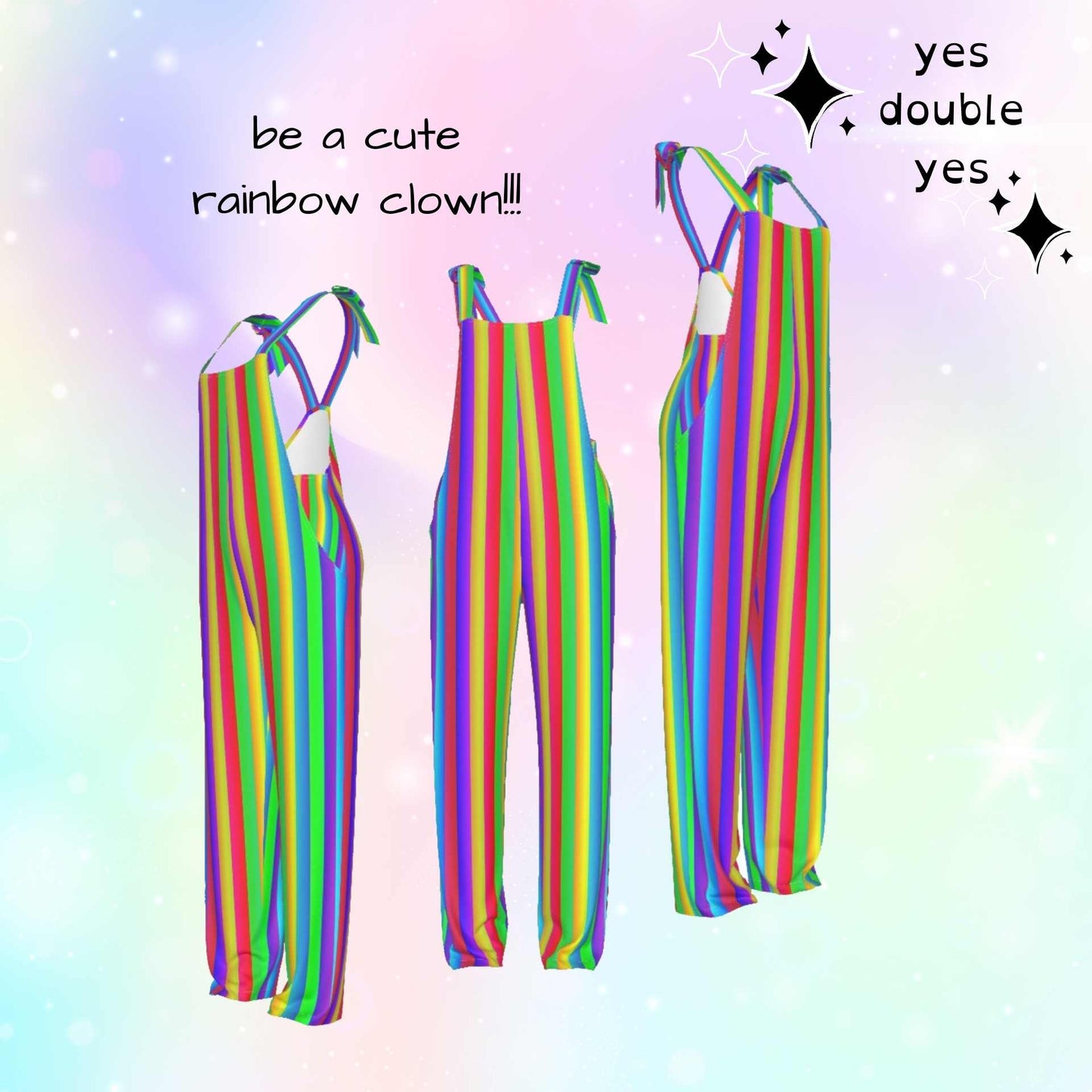 Fruit Stripe Overalls Rainbow Coveralls! Clowncore Skate LGBTQ Parade Festival Circus Party Clown