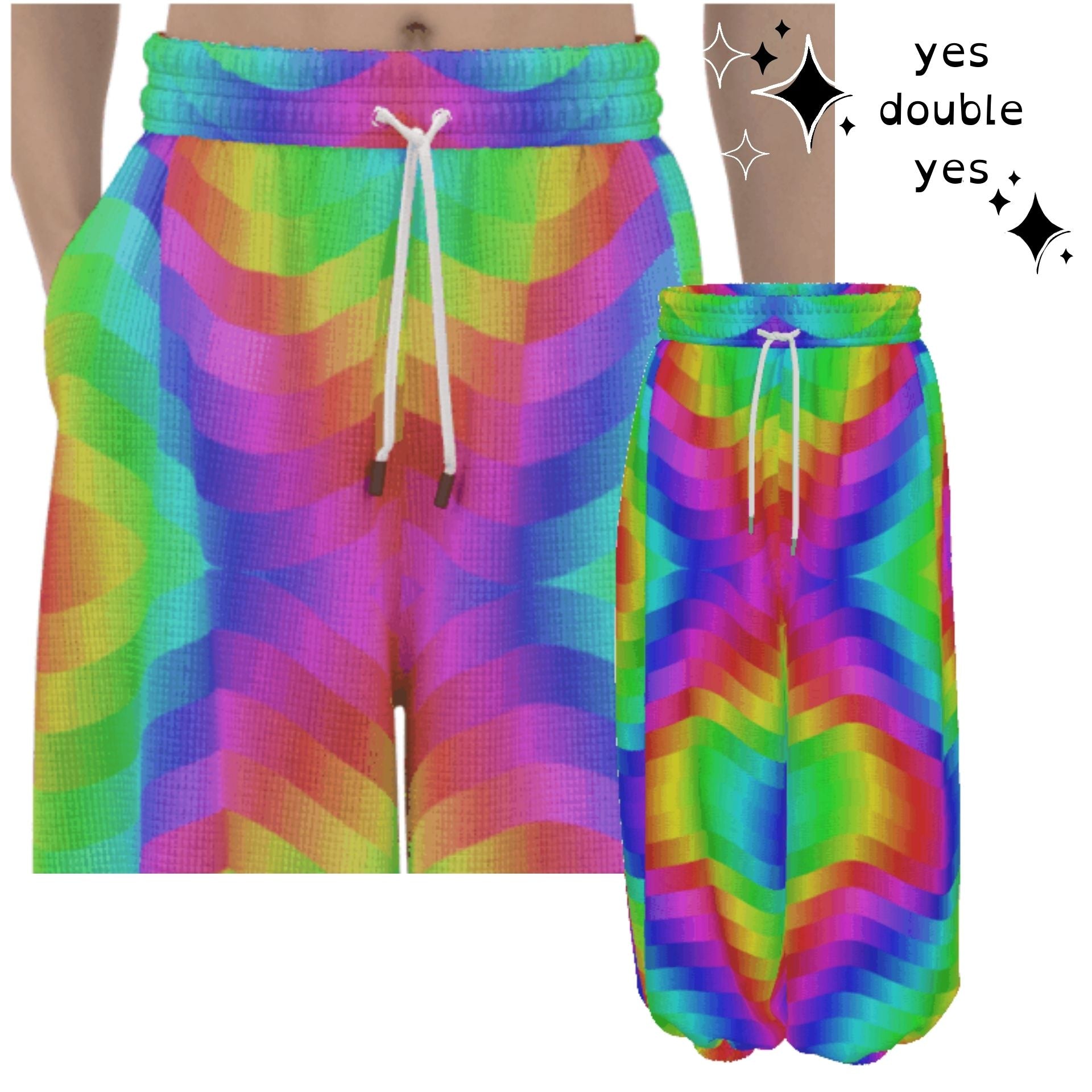 Wavy Rainbow Clown Pants Baggy Pants Clowncore Sweatpants Pajama Pants PJs Nonbinary Costume Pride